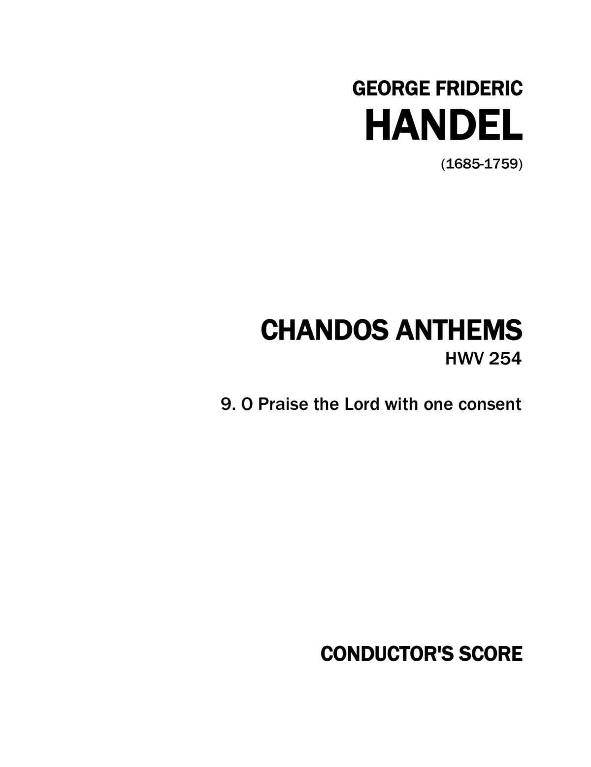 O Praise the Lord with One Consent (Chandos Anthem No.9) - Page 1