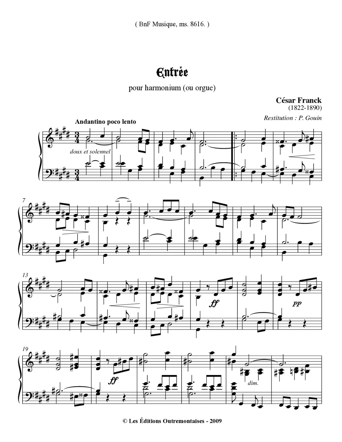 Entrée pour harmonium - Page 1
