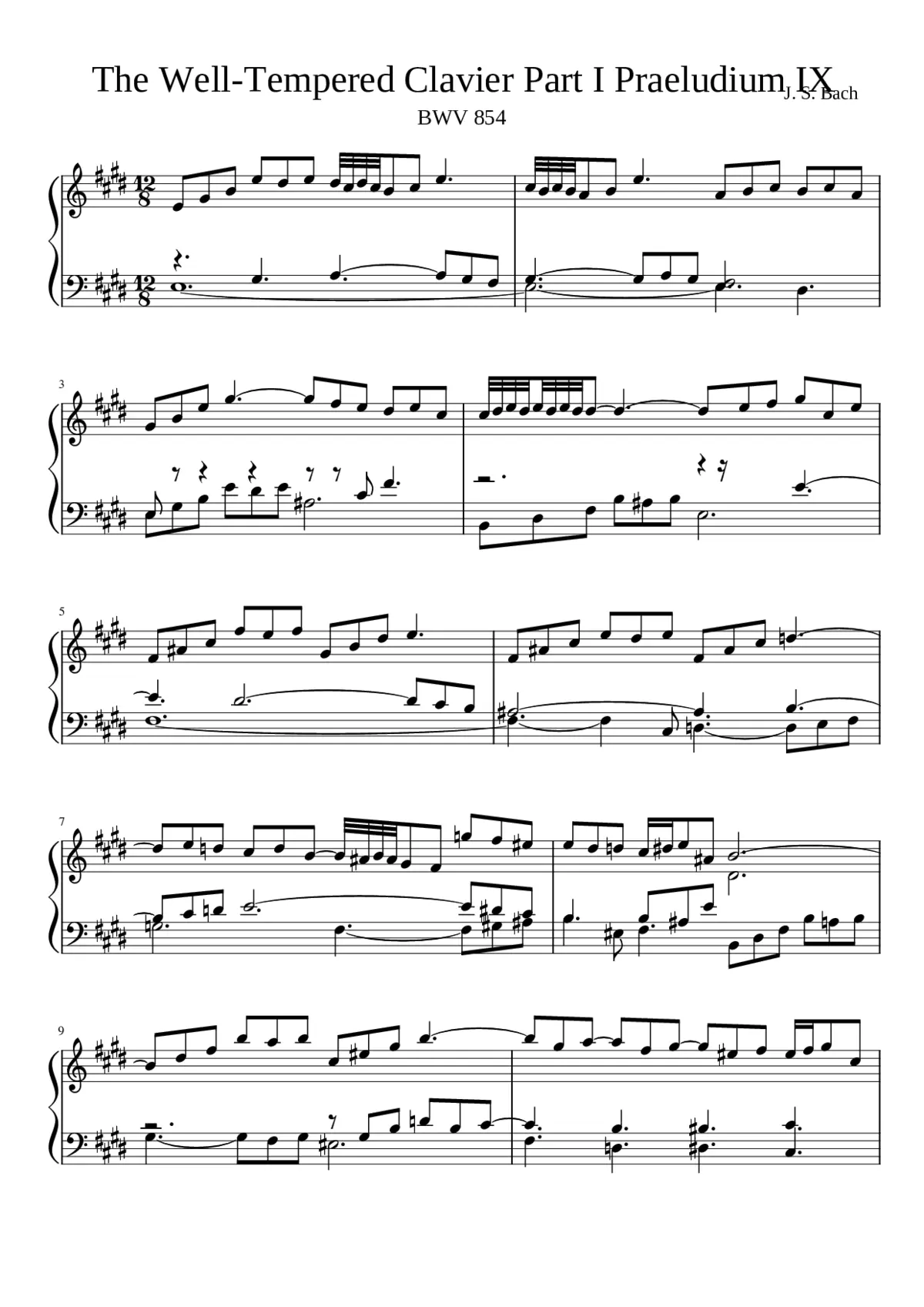 Prelude and Fugue in E major BWV 854 - Page 1