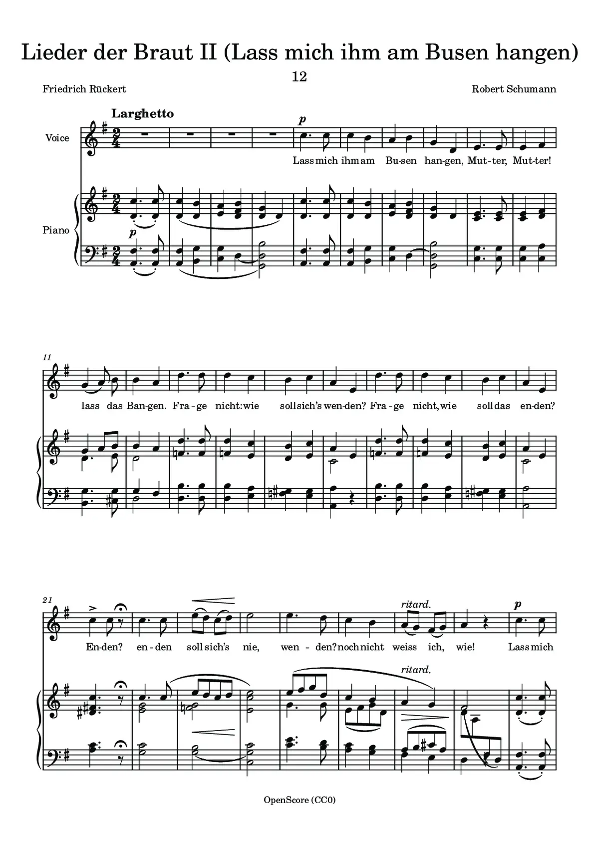 Lieder der Braut II (Lass mich ihm am Busen hangen) - Page 1