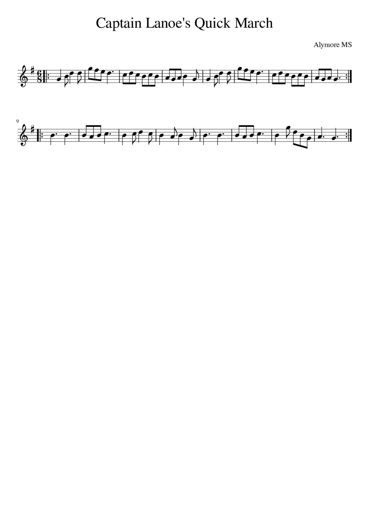 Captain Lanoe's Quick March - Page 1