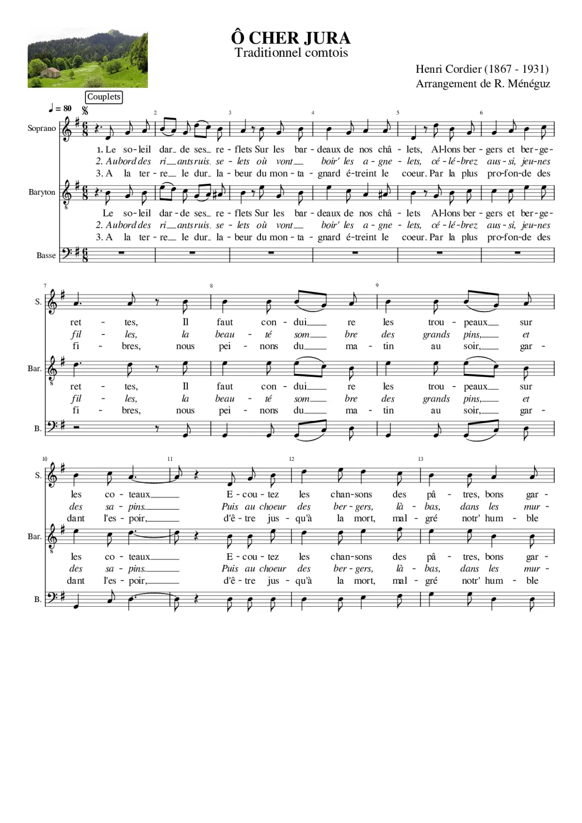 Cher Jura - Arr. Ménéguz (TBB MuseScore) - Page 1