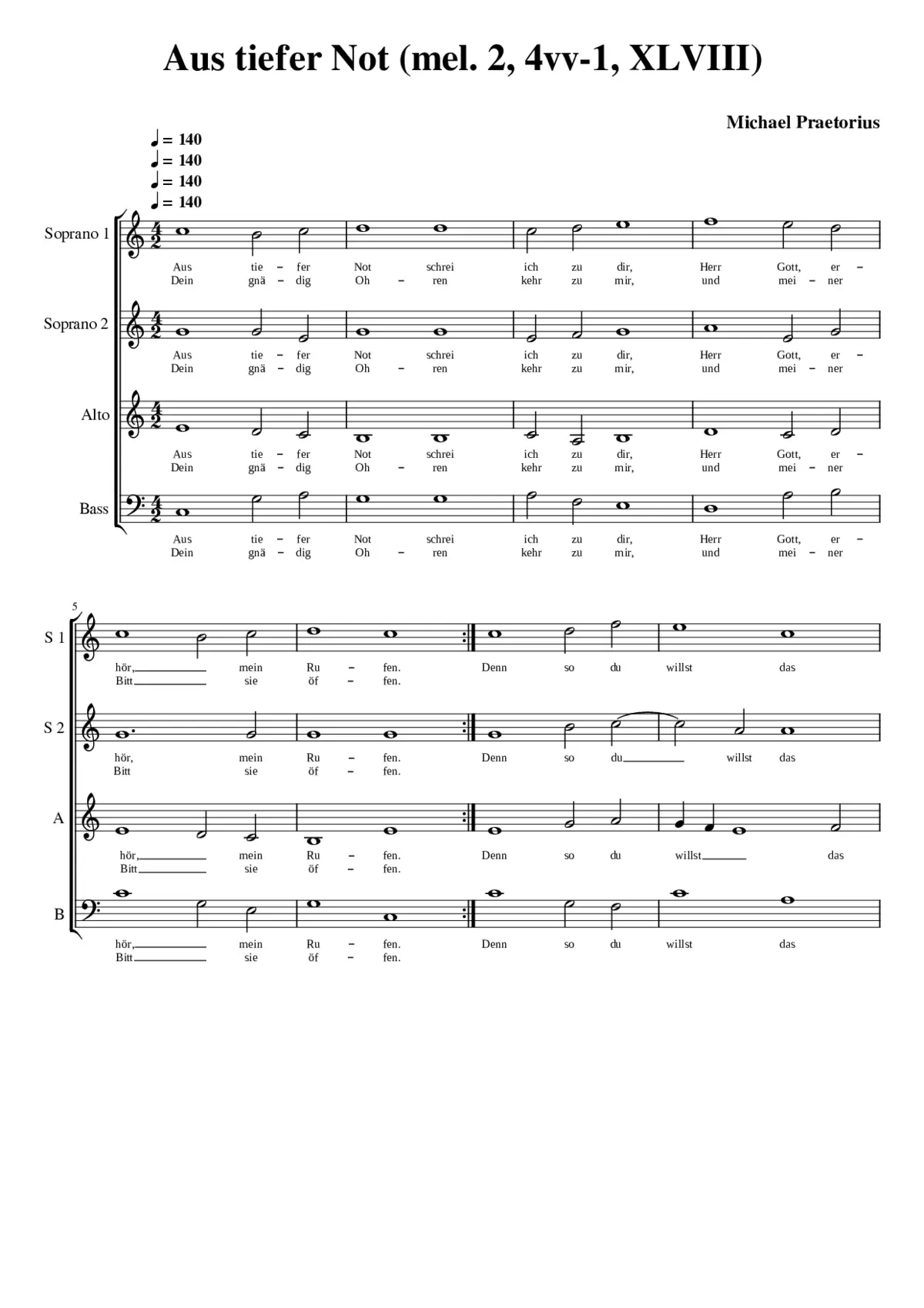 Aus tiefer Not schrei ich zu dir - Page 1