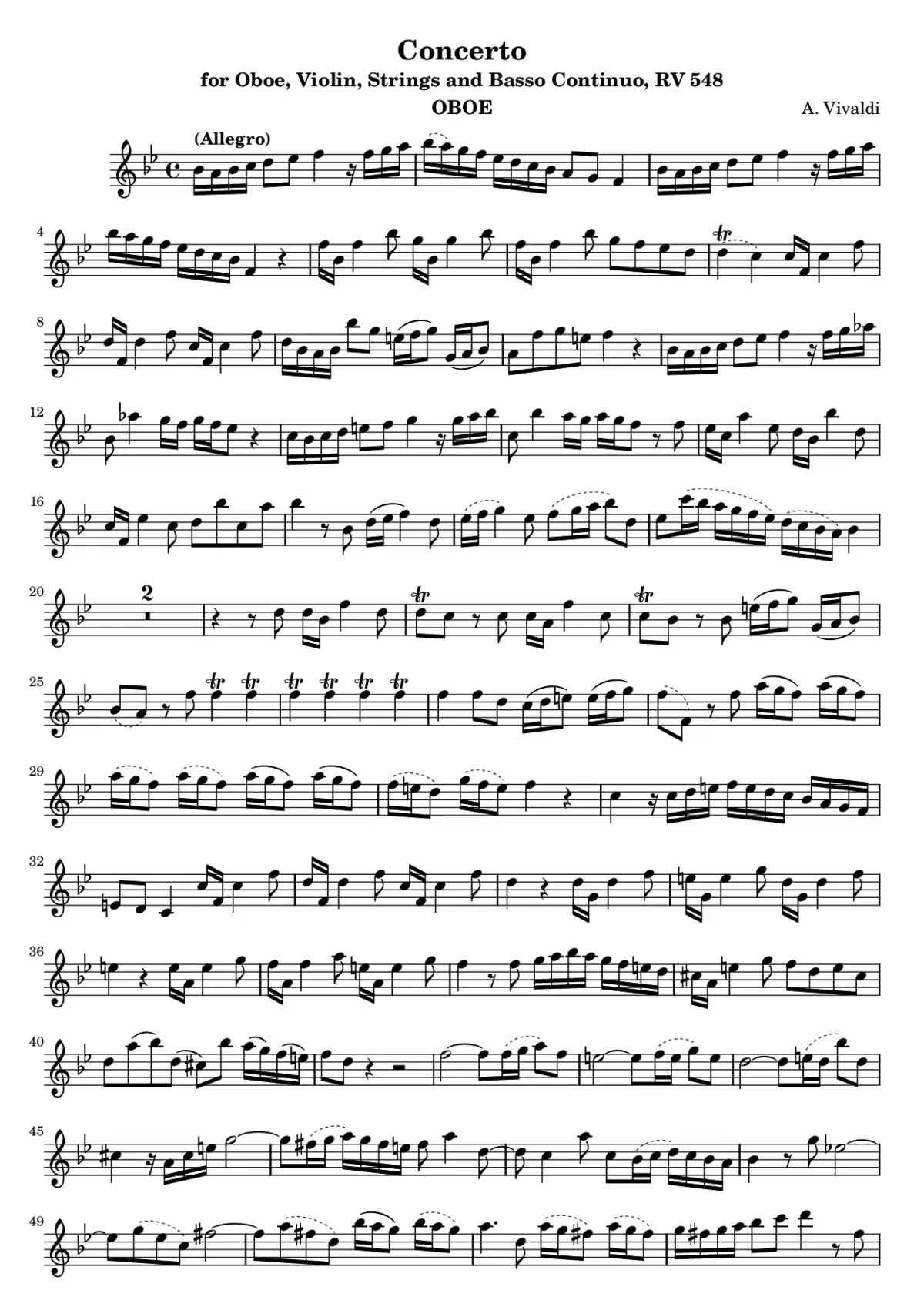 Concerto for Oboe and Violin in B-flat major - Page 1