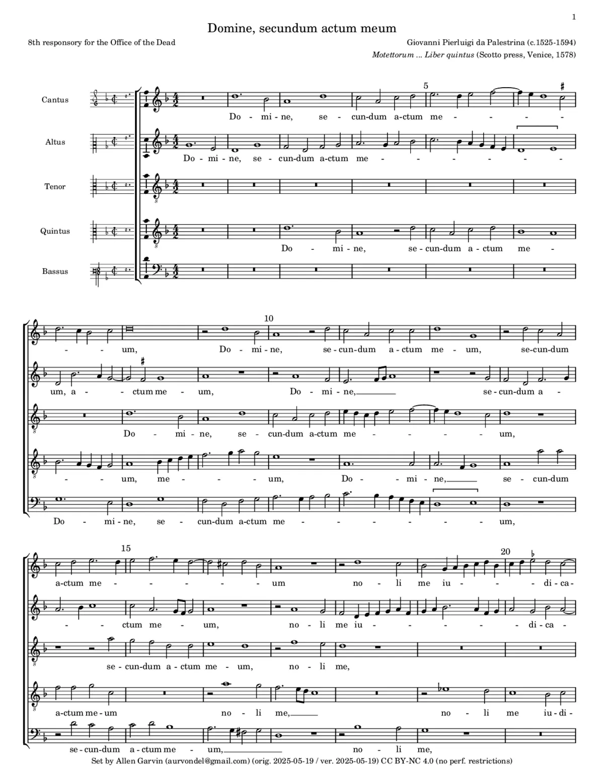 Domine secundum actum meum a 5 - Page 1