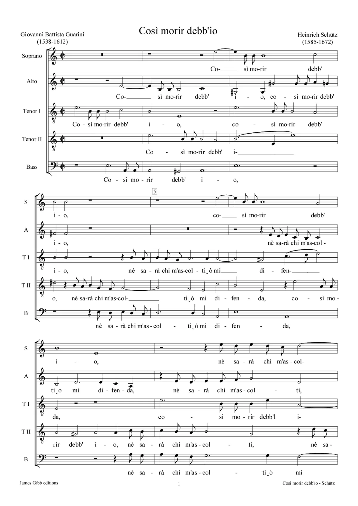 Cosi morir debb'io, SWV 5 - Page 1