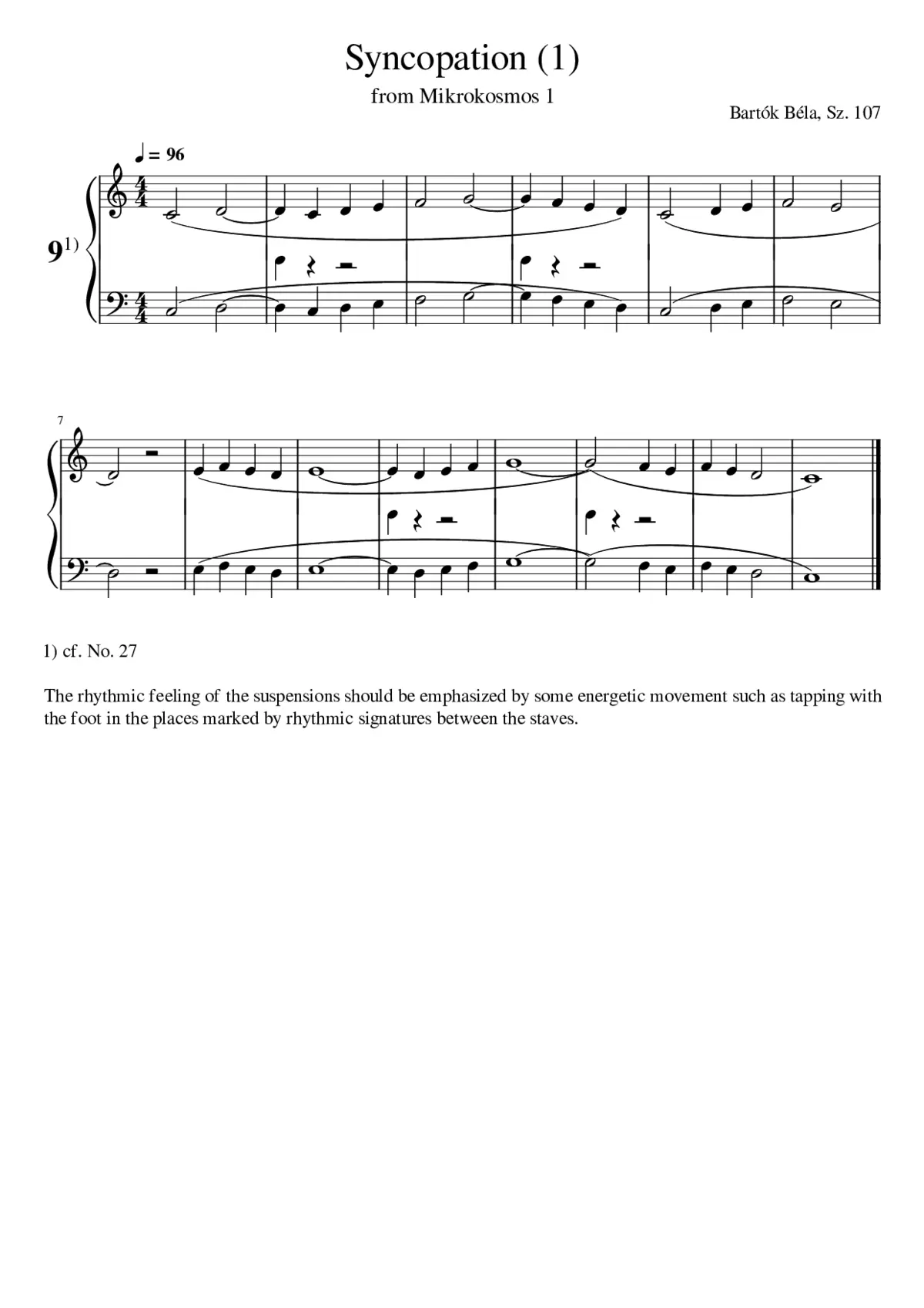 Mikrokosmos Sz.107 - Page 1