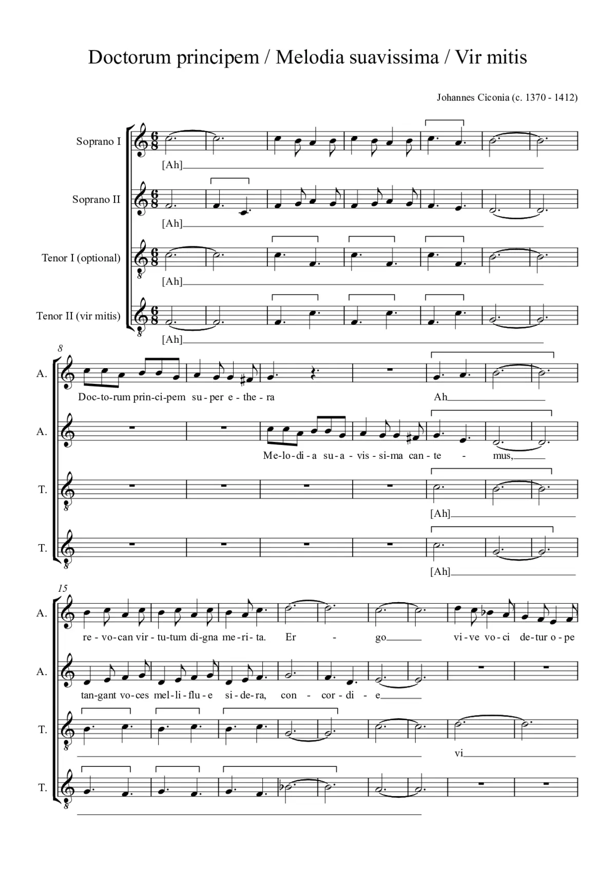 Doctorum principem - Melodia suavissima - Vir mitis - Page 1