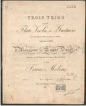 3 Trios pour Flûte, Viola et Guitarre, les deux derniers dans le genre de notturni