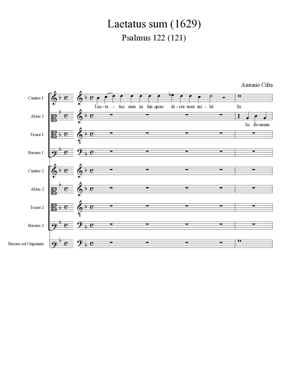 Laetatus sum (1629) - Page 1