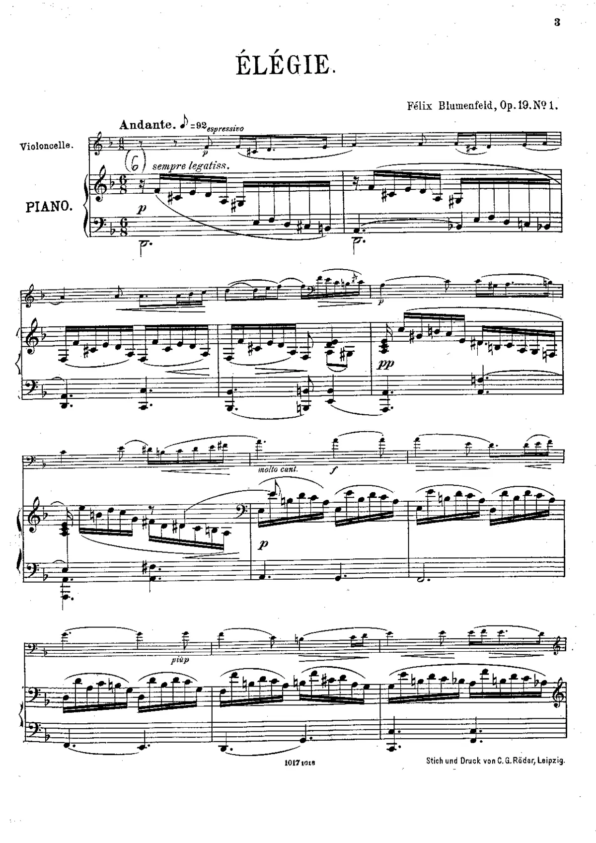 Deux morceaux pour violoncelle et piano - Page 1