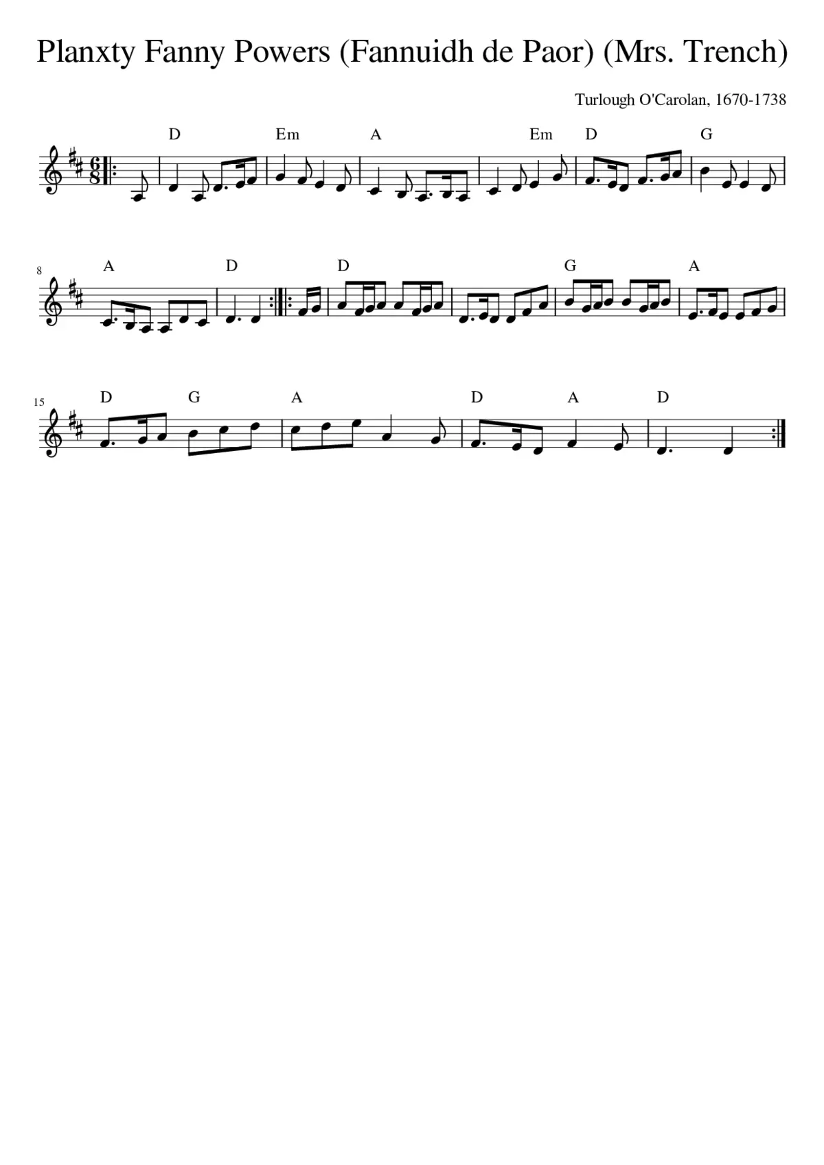 Planxty Fanny Powers (Fannuidh de Paor) (Mrs. Trench) - Page 1