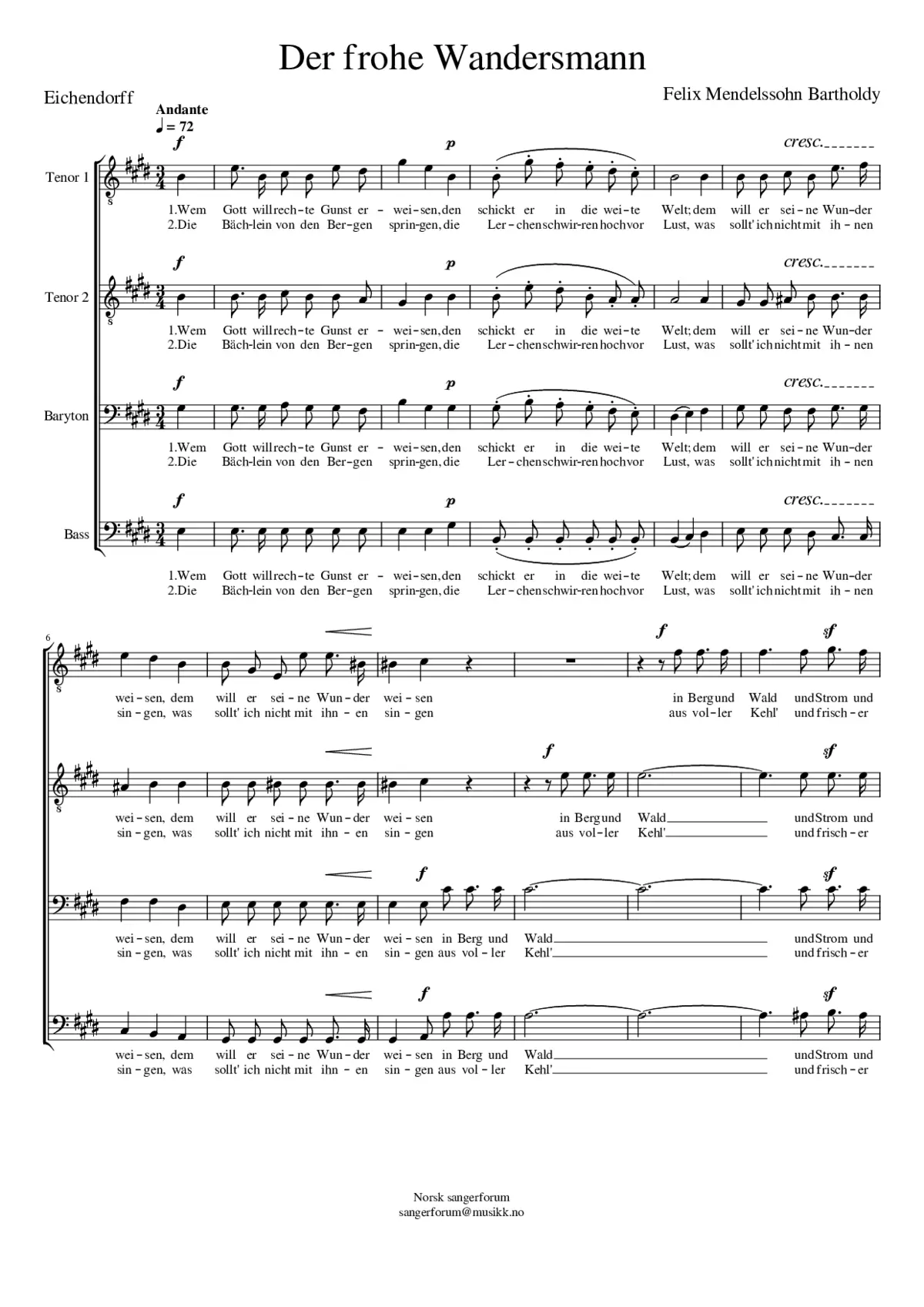 Der frohe Wandersmann Op. 75 No. 1 - Page 1