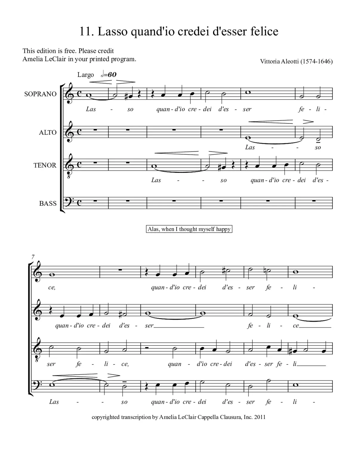 Lasso quand'io credei - Page 1