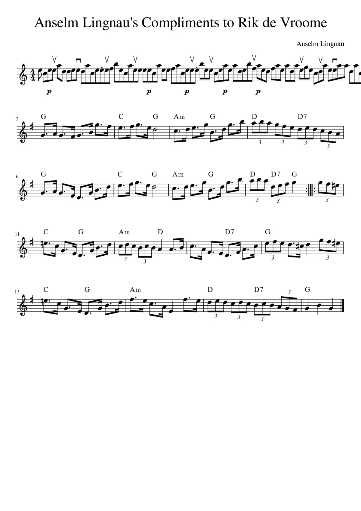 Anselm Lingnau's Compliments to Rik de Vroome - Page 1