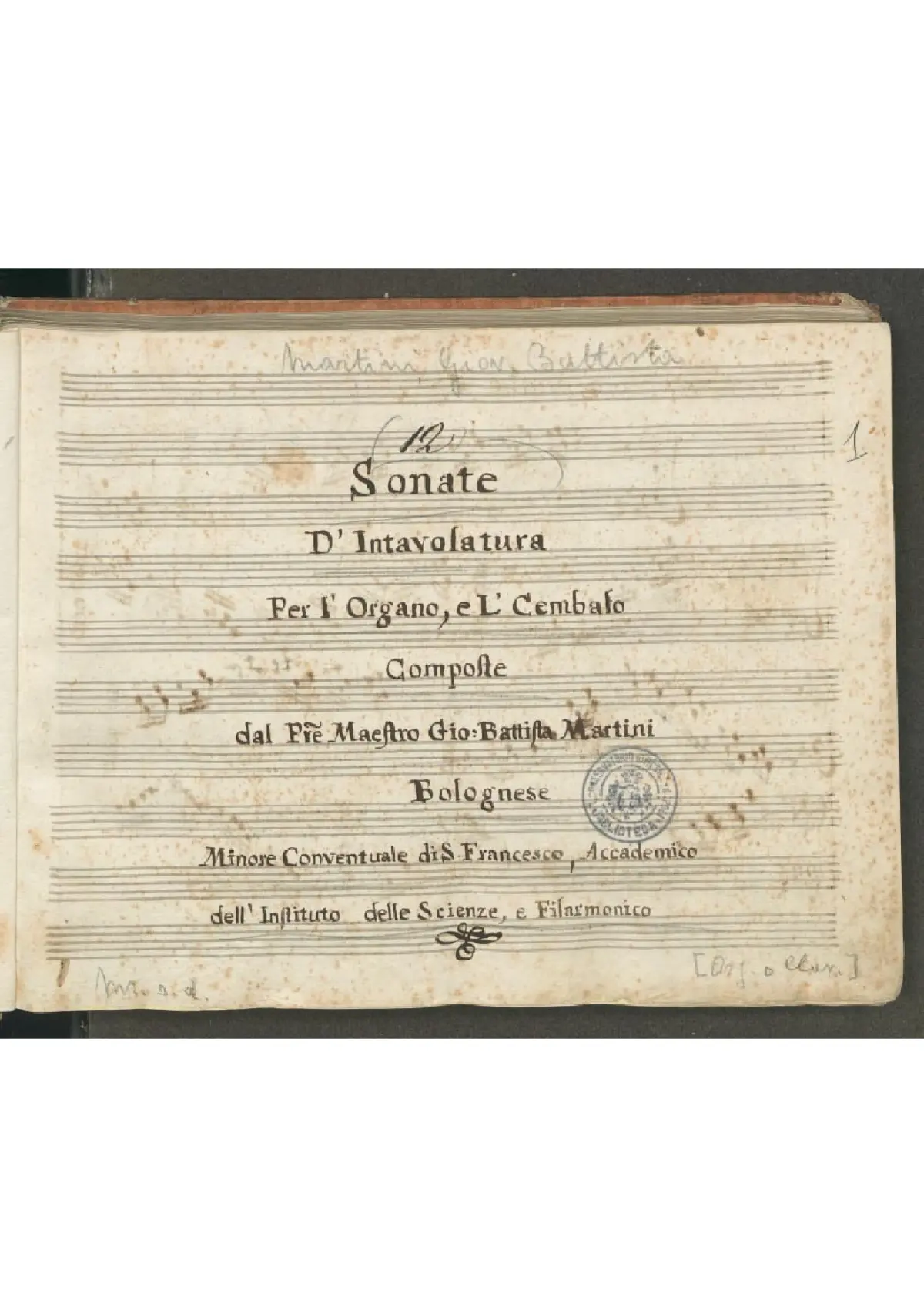 12 Sonate d’Intavolatura per l’Organo e ’l Cembalo - Page 1