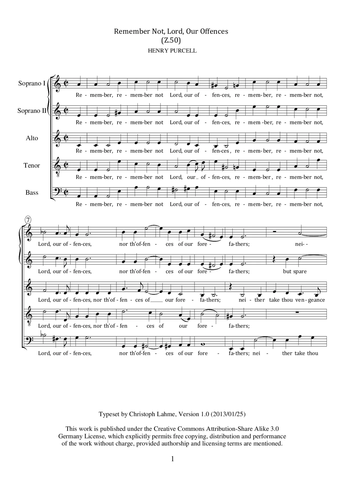 Remember Not, Lord, Our Offences - Page 1