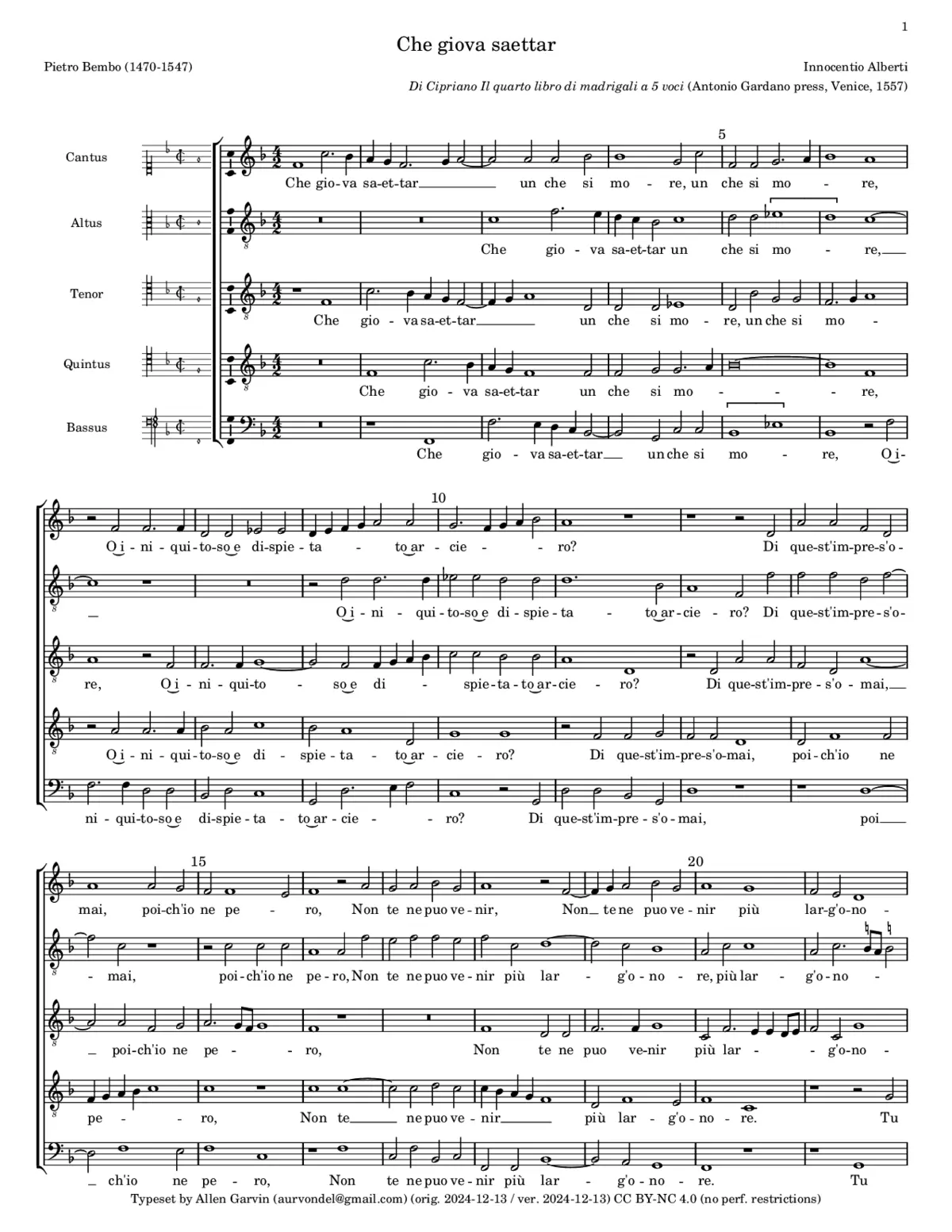 Che giova saettar - Page 1