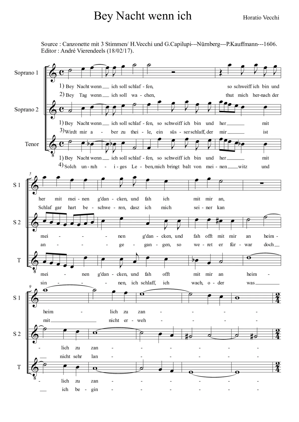 Bey Nacht wenn ich soll schlaffen - Page 1