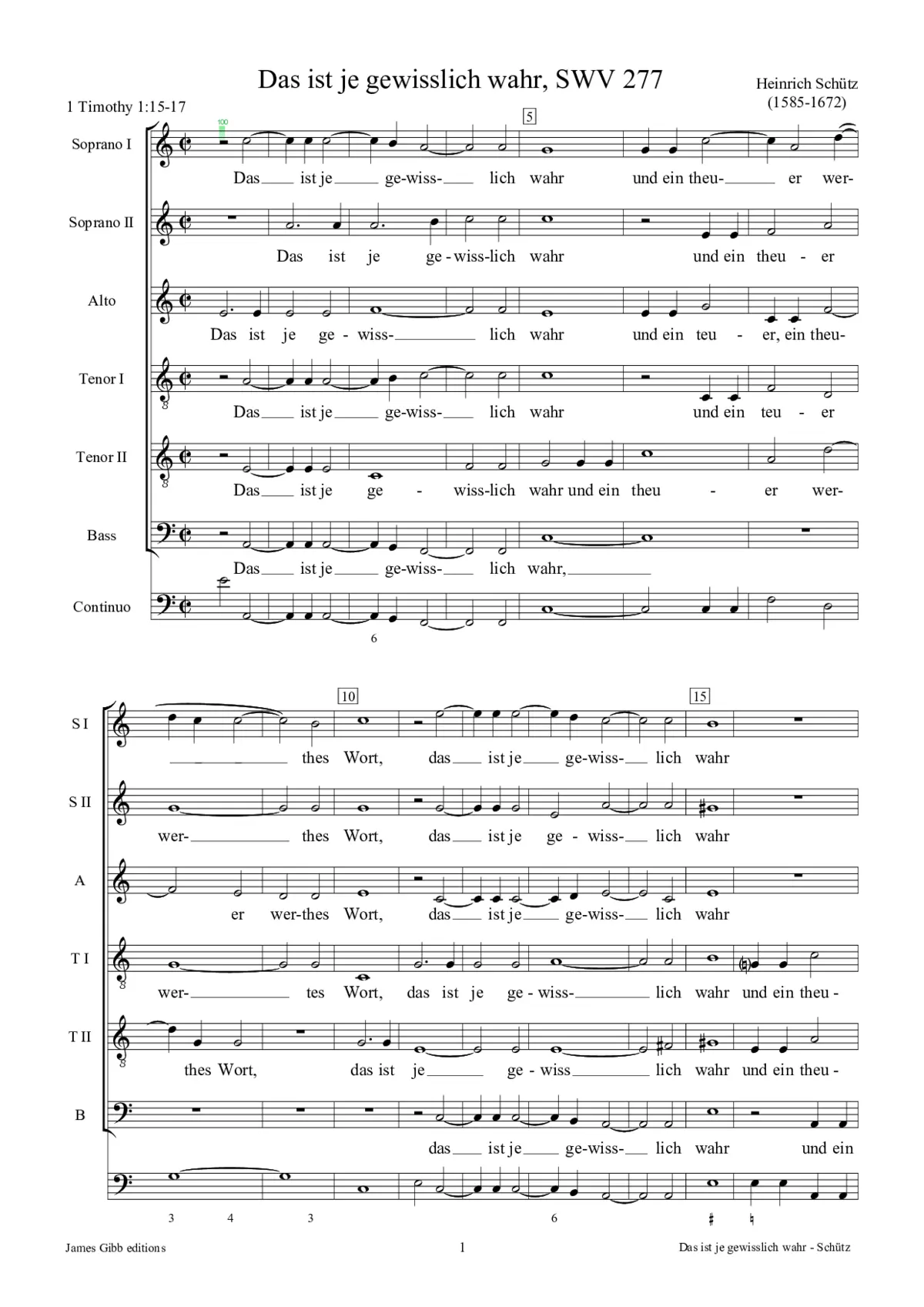 Das ist je gewißlich wahr, SWV 277 - Page 1