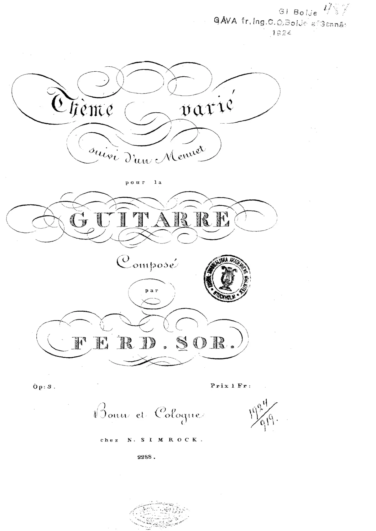 Thème Varié suivi d'un Menuet - Page 1