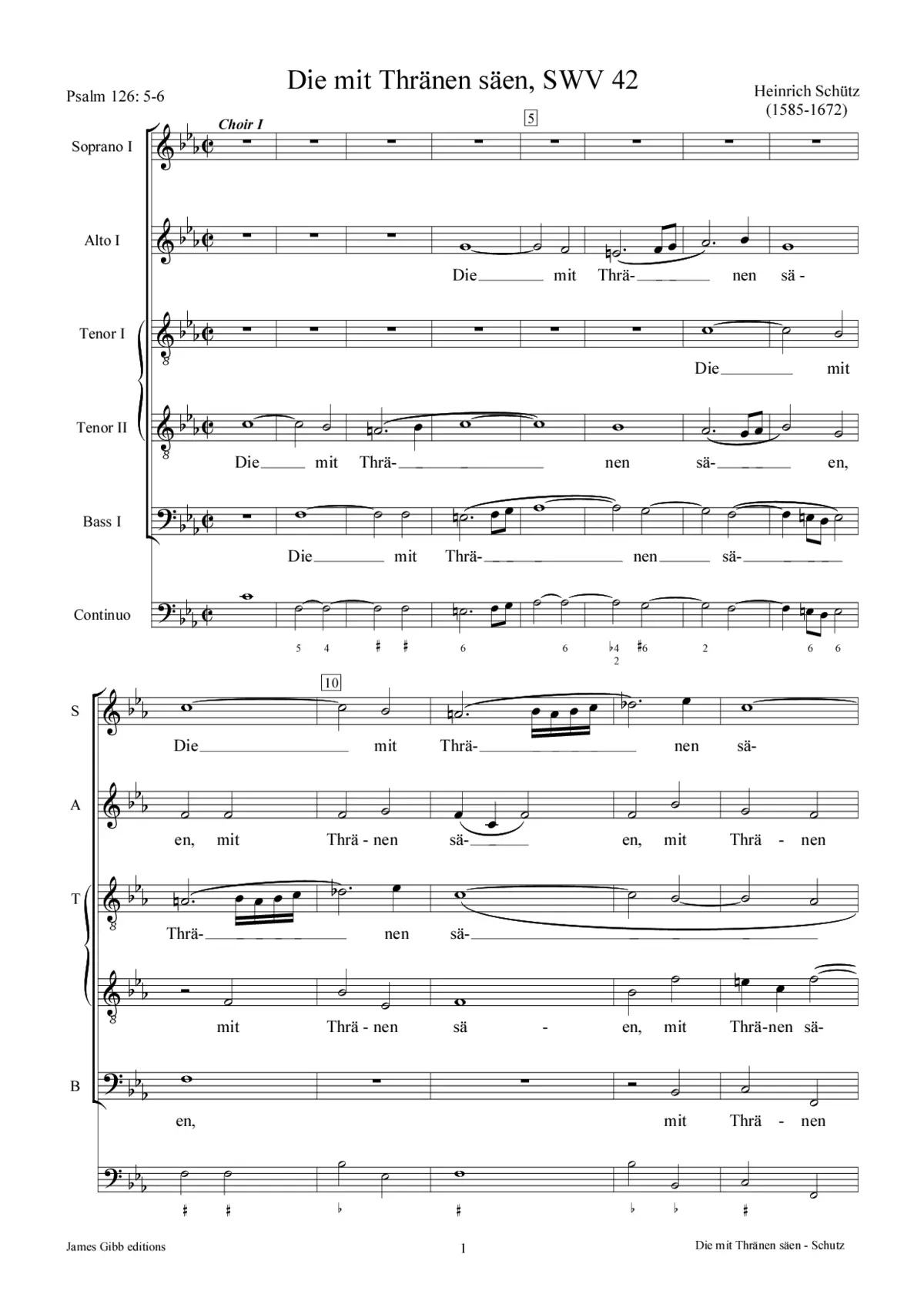 Die mit Tränen säen, SWV 42 - Page 1