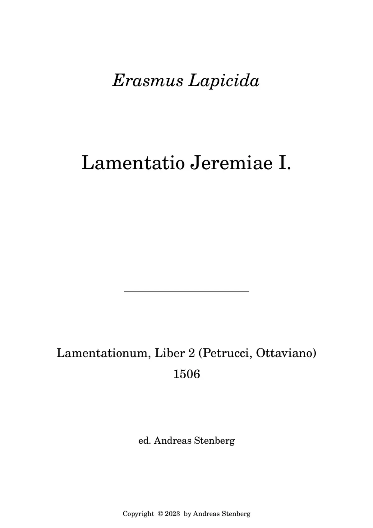Lamentatio Jeremiae I. - Page 1