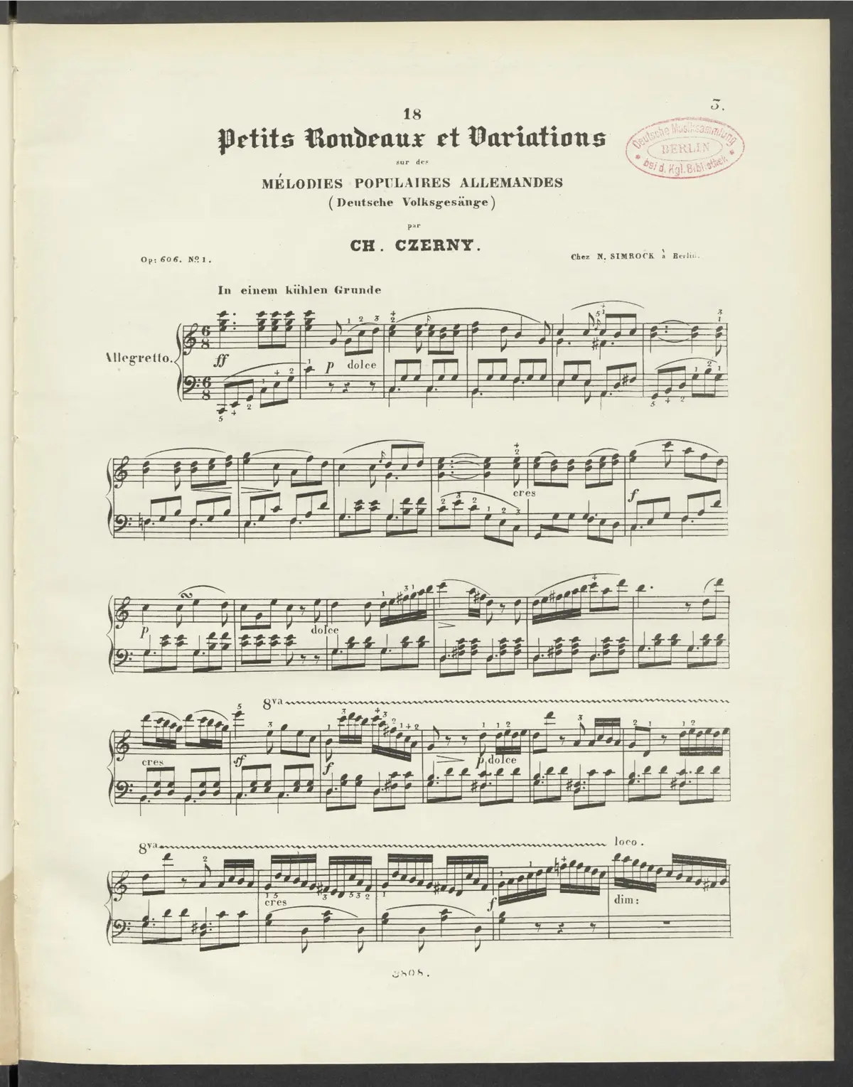 18 Petits rondeaux et variations sur des mélodies populaires allemandes, Op.606 - Page 1