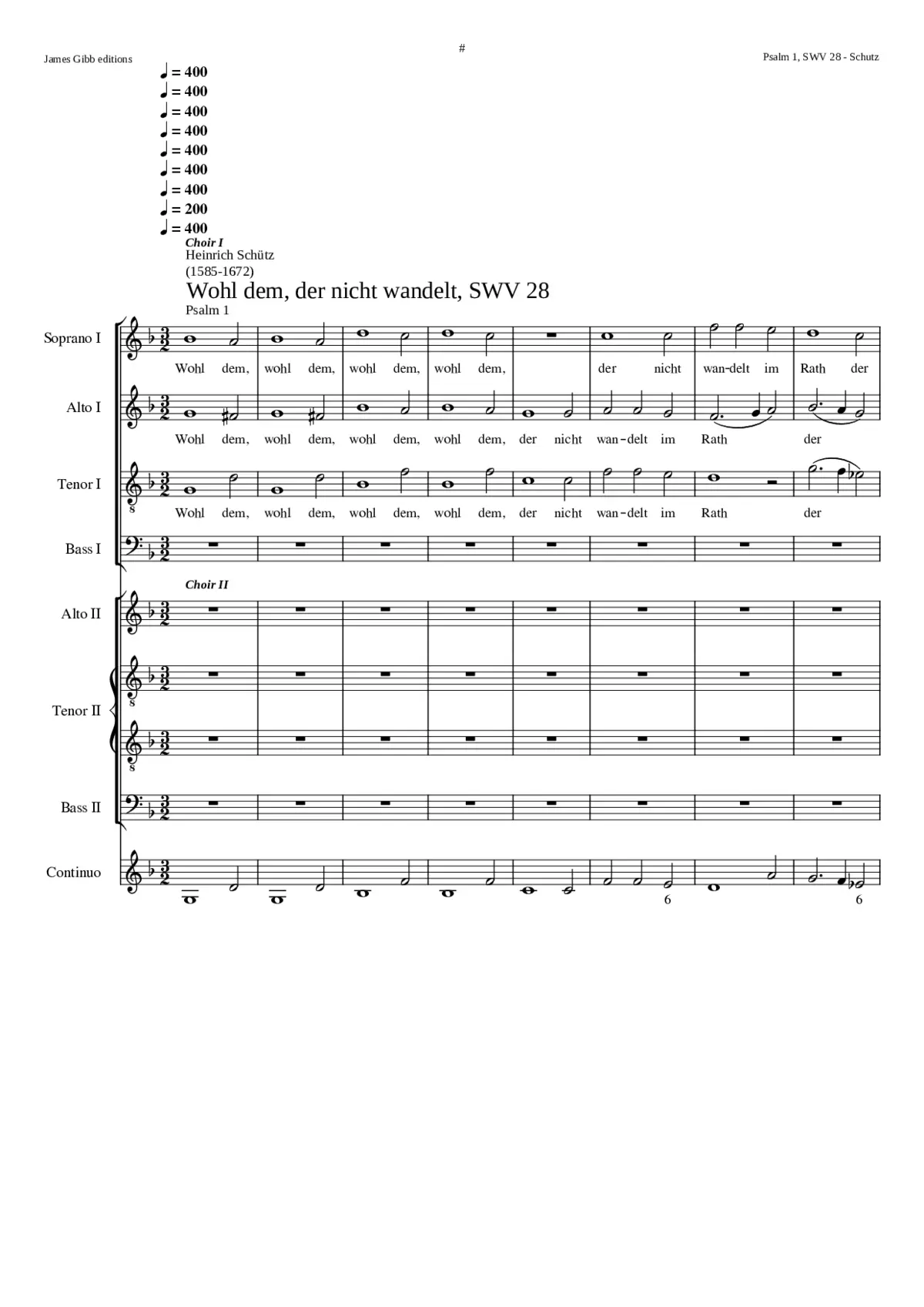 Wohl dem der nicht wandelt (Psalm 1) SWV 28 - Page 1
