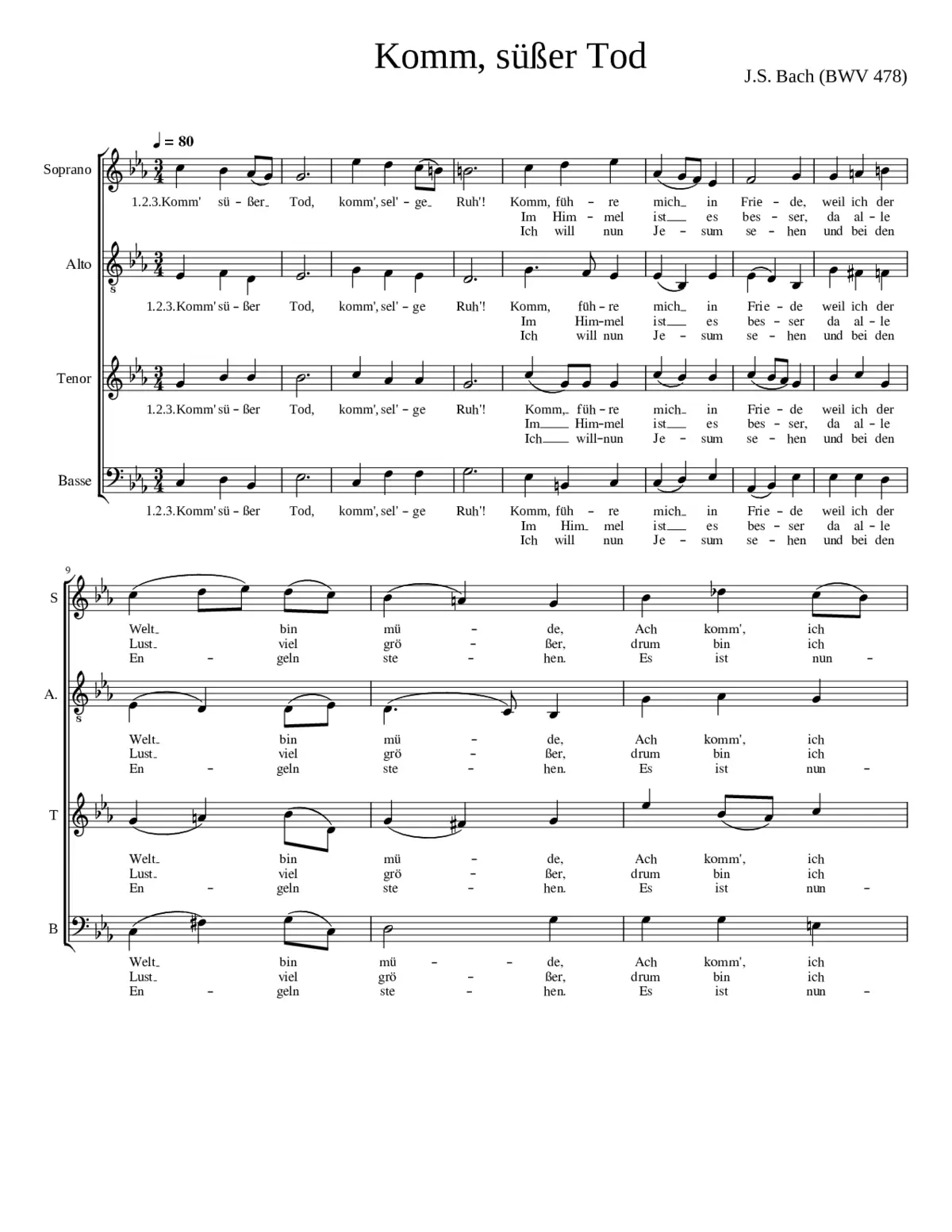 Komm süßer Tod BWV 478 - Page 1
