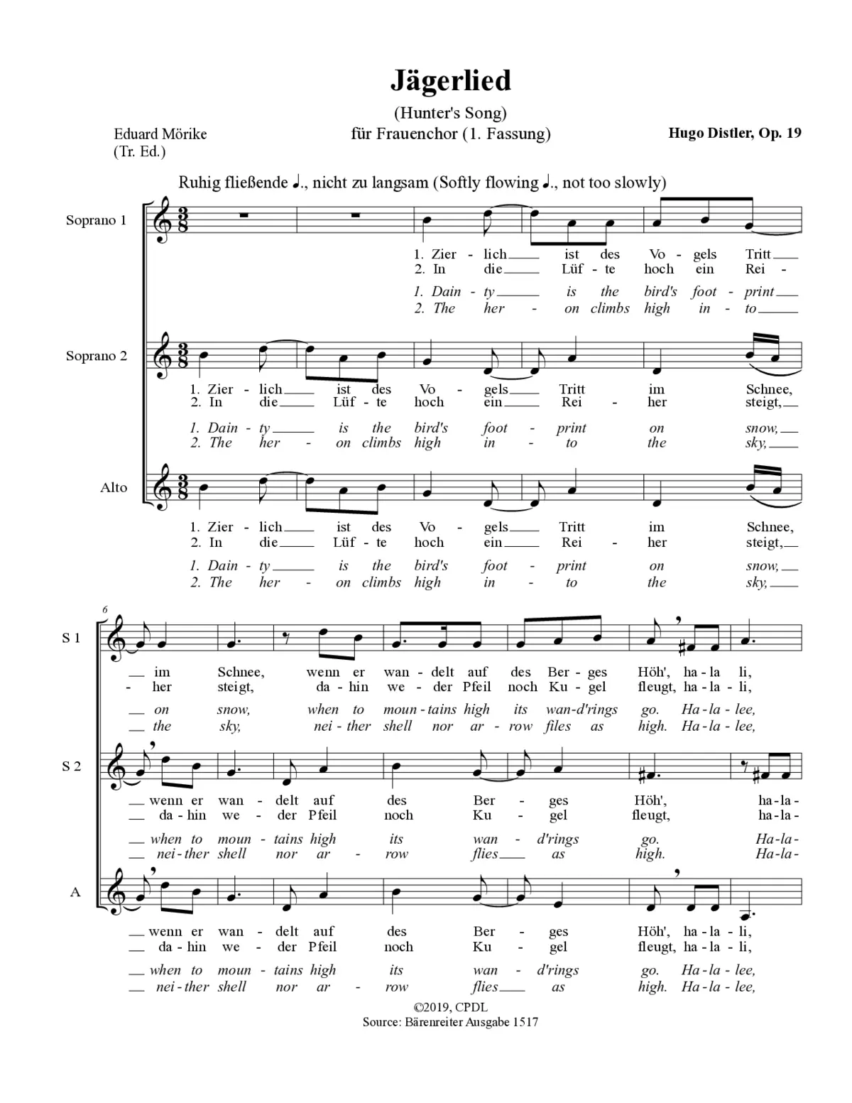 Jägerlied (1. Fassung) - Page 1