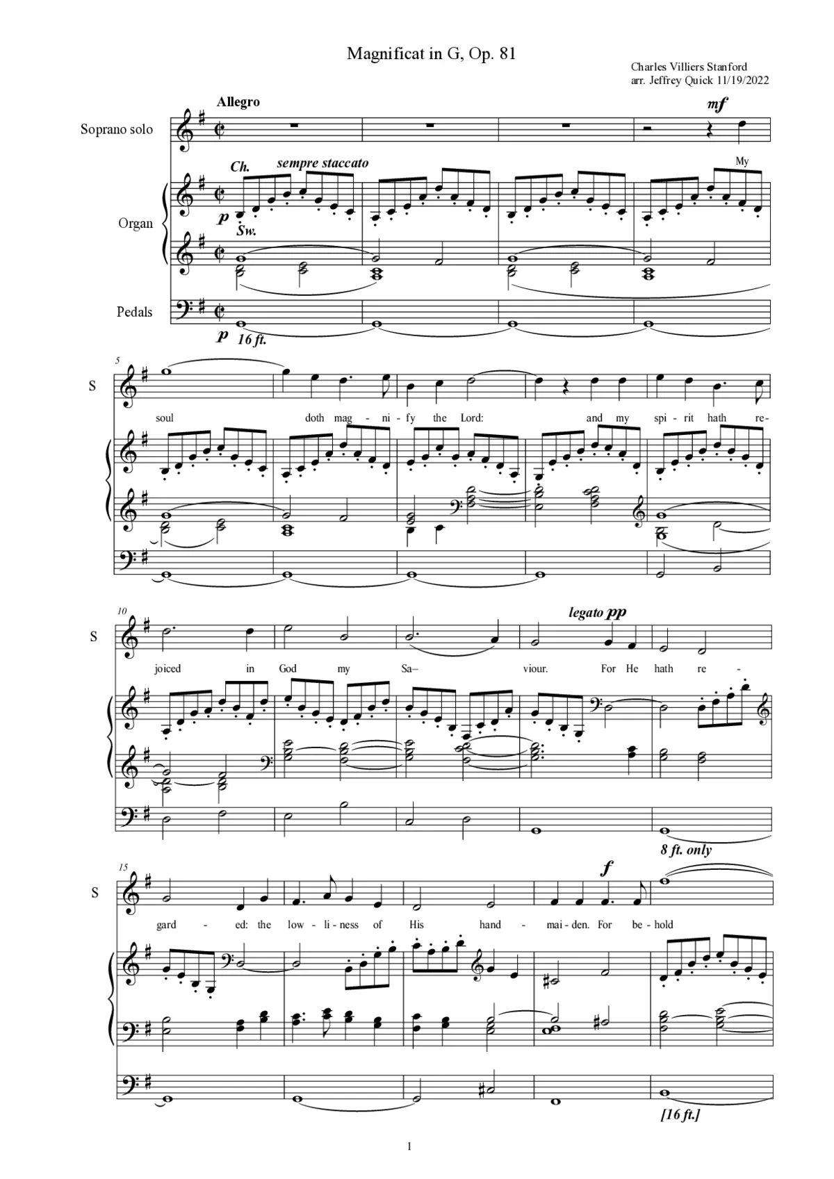 Magnificat and Nunc dimittis in G, Op. 81 - Page 1