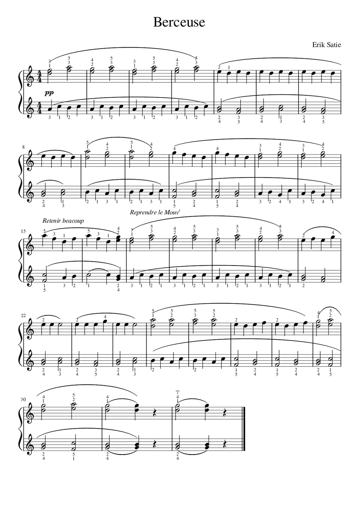 Erik Satie - Enfantillages Pittoresques - Berceuse - Page 1