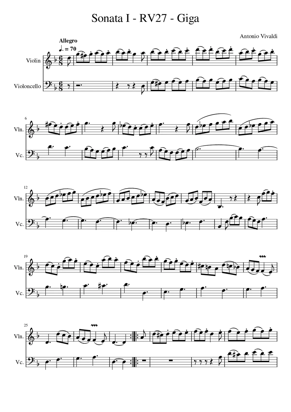 Sonata for Violin and bc op.1 n.1 RV27 - Page 1