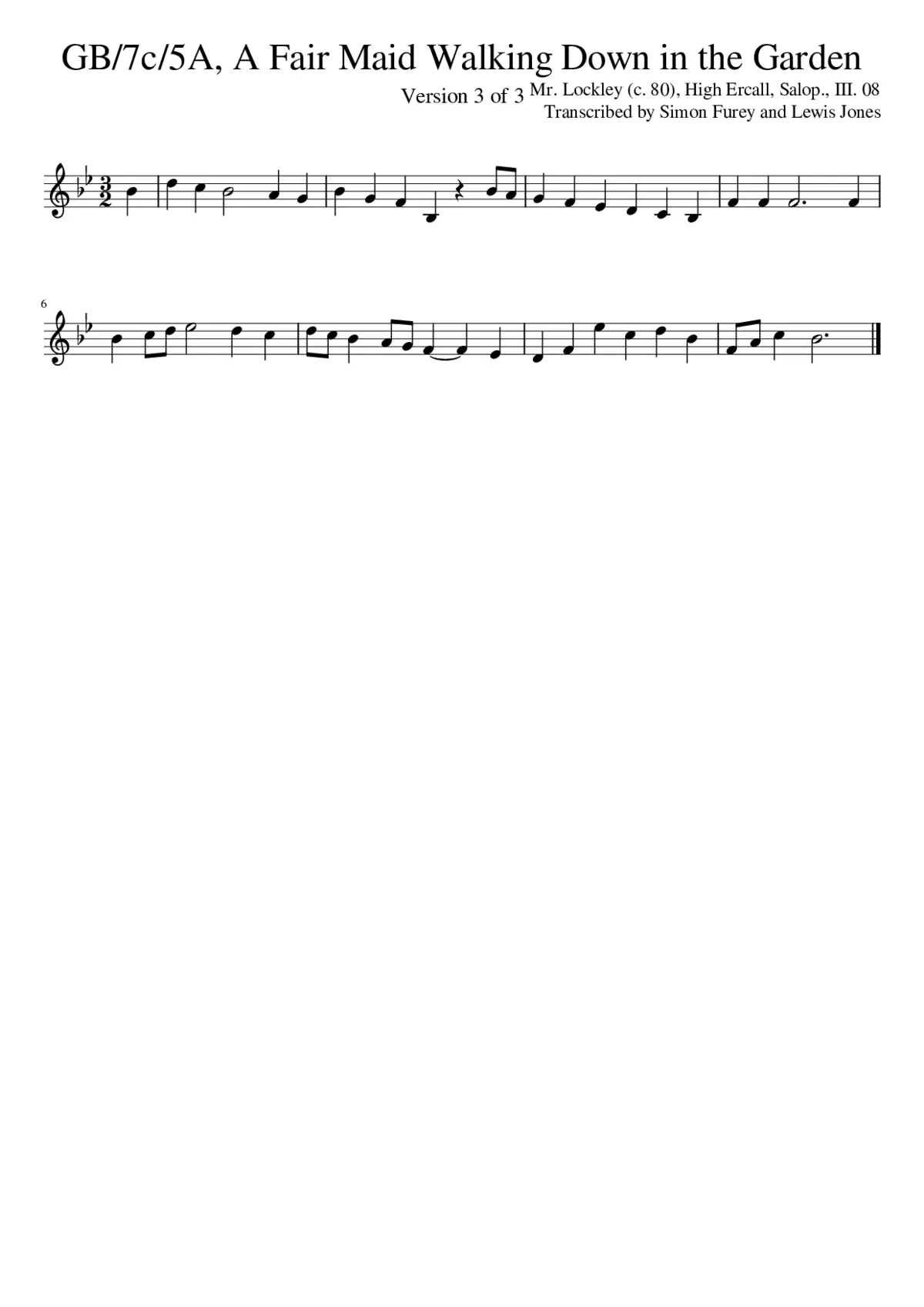 GB/7c/5A A Fair Maid Walking Down in the Garden - Page 1