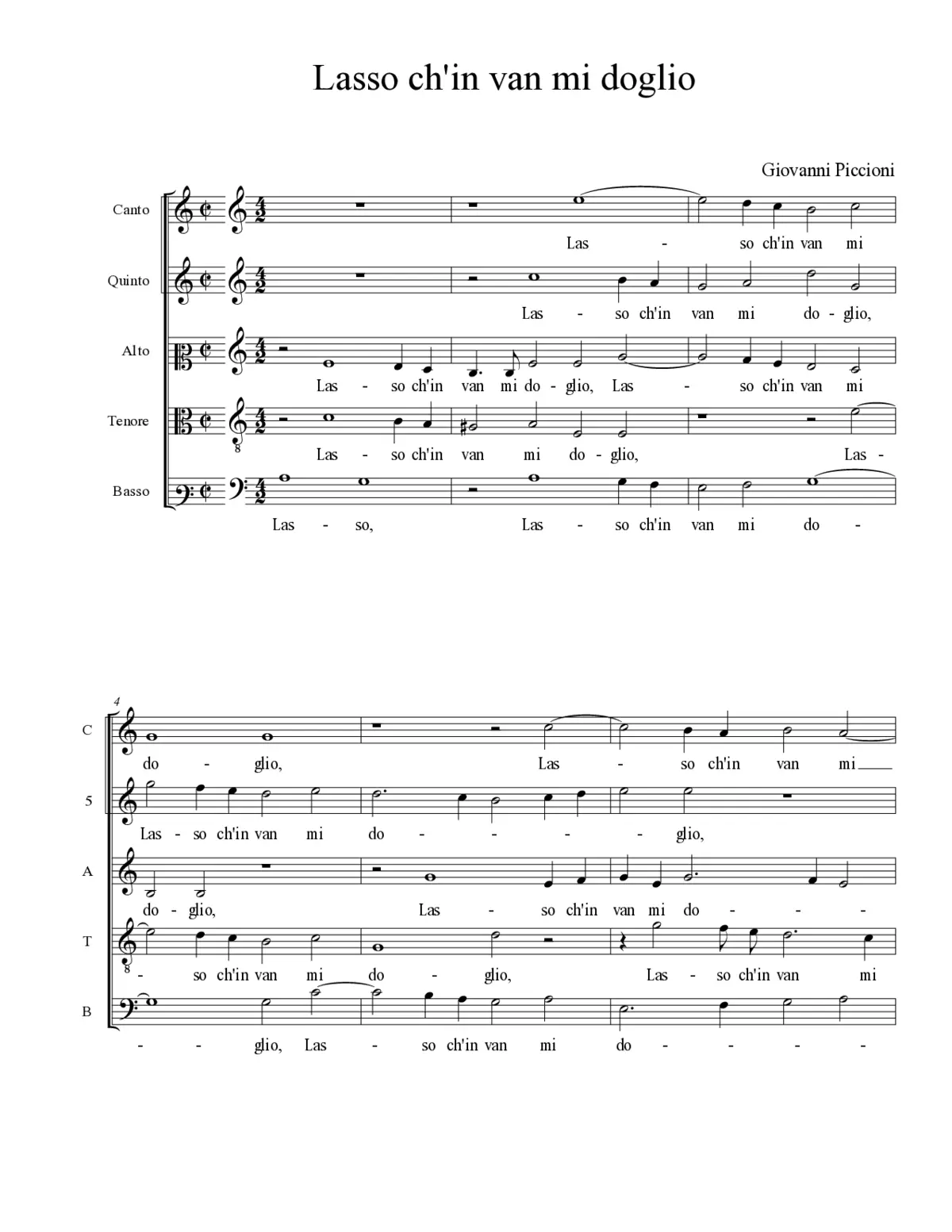 Lasso ch'in van mi doglio - Page 1