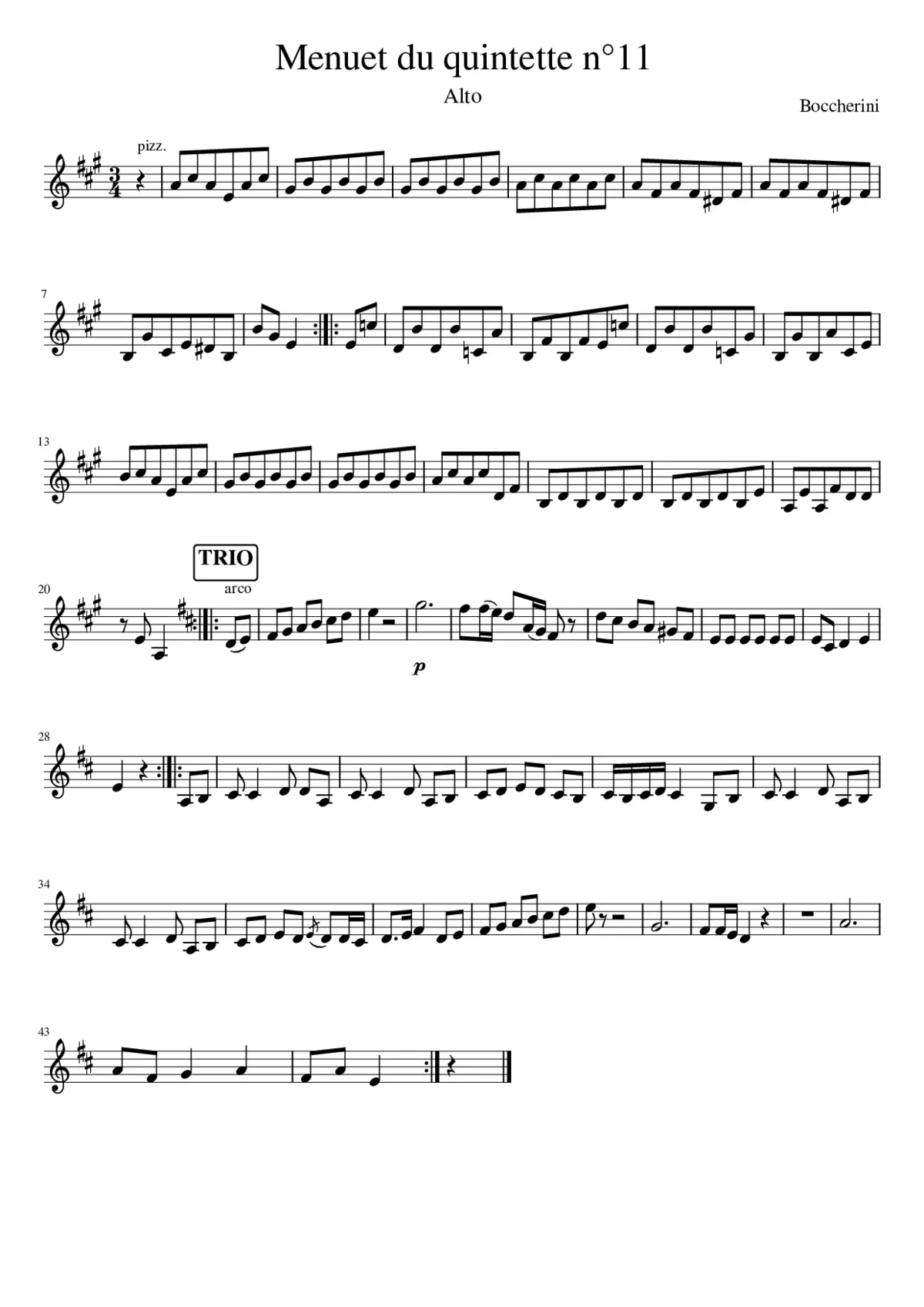 Menuet du quintette célèbre de Boccherini Op.360 - Page 1