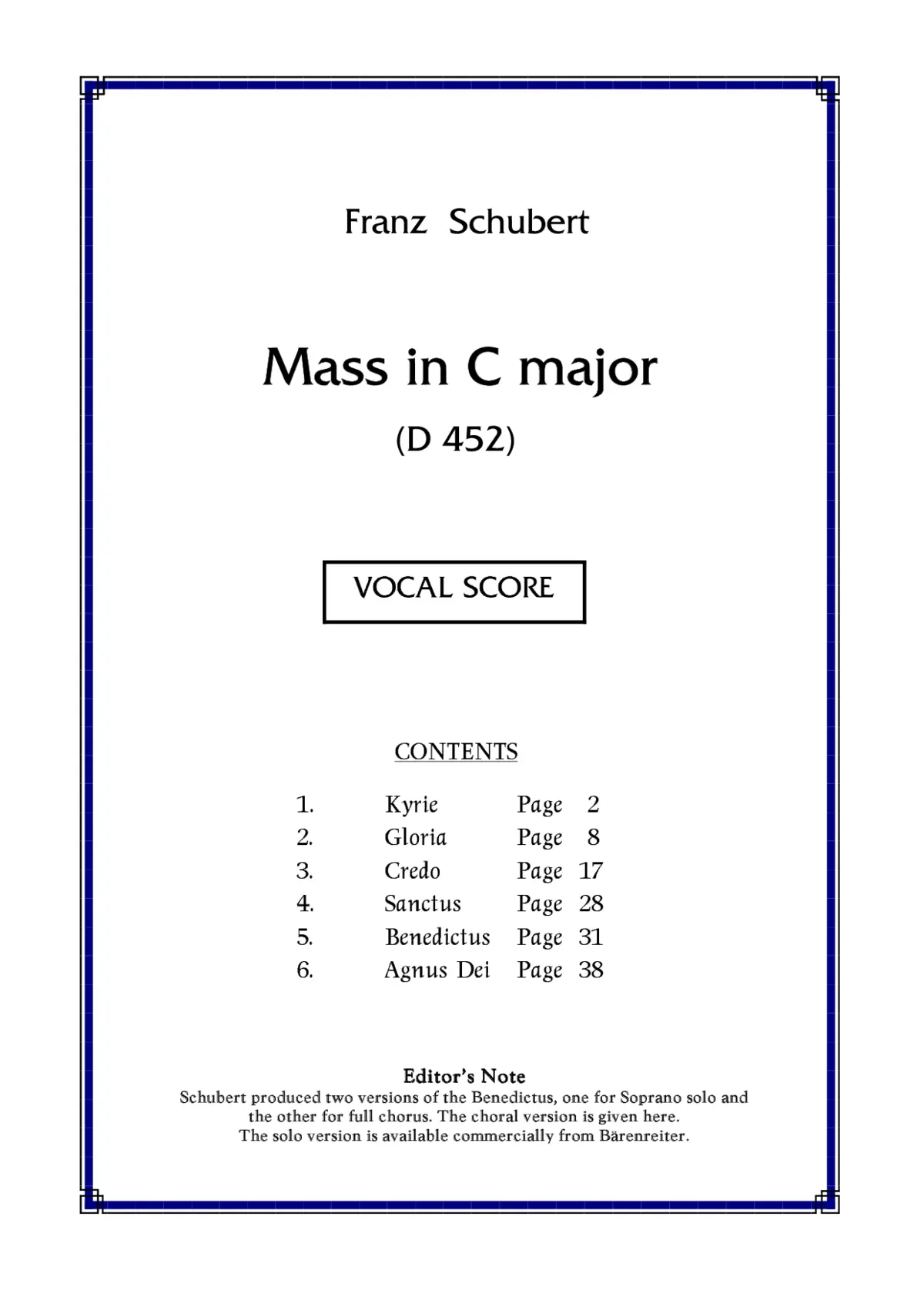 Mass No. 4 in C major, D452 - Page 1