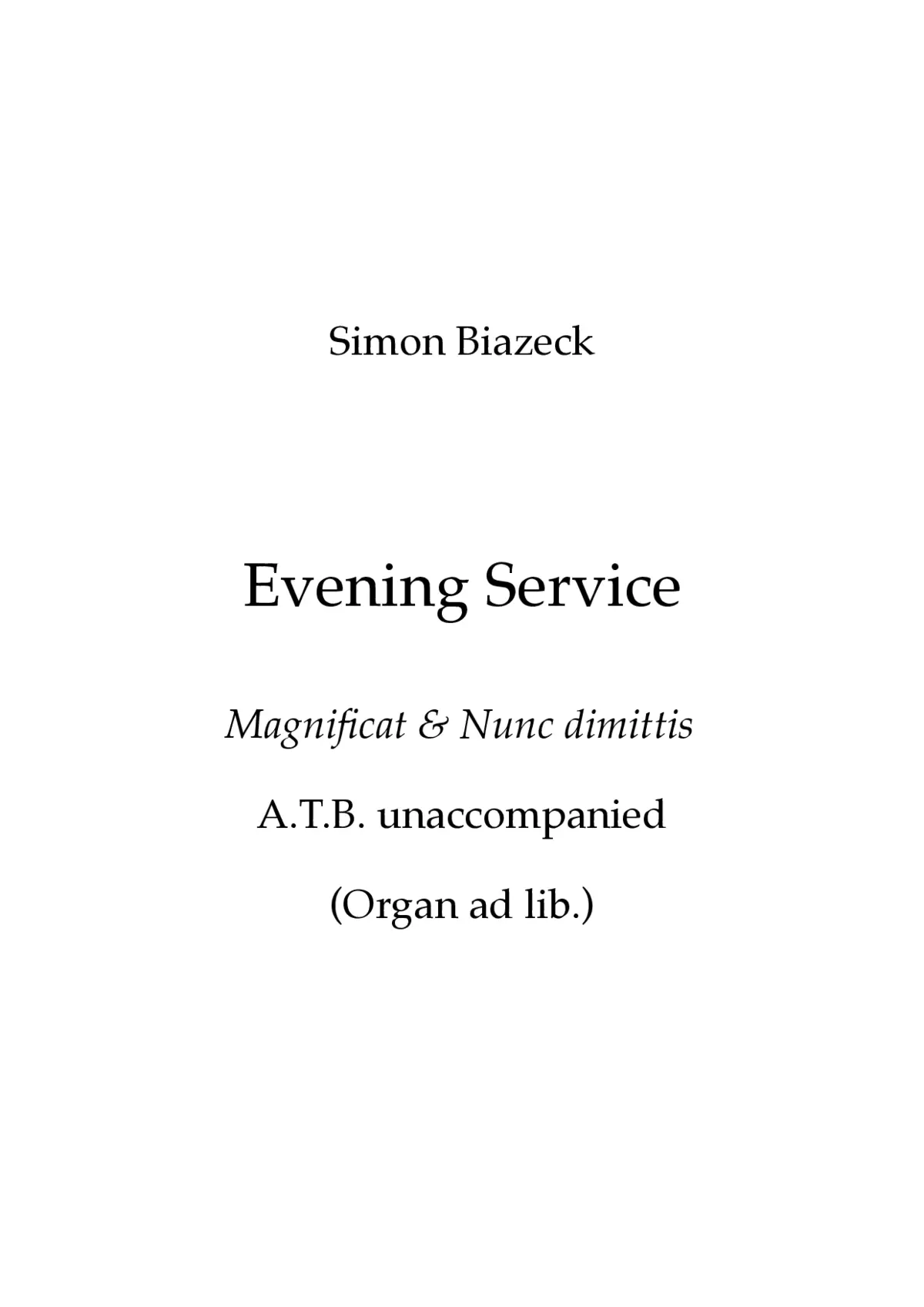 Evening Service for Men's Voices (Magnificat & Nunc dimittis) - Page 1