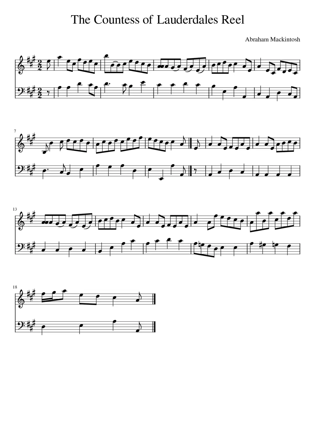 The Countess of Lauderdales Reel - Page 1