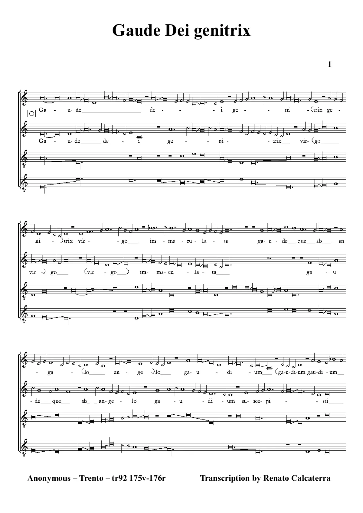 Gaude Dei genitrix - Page 1