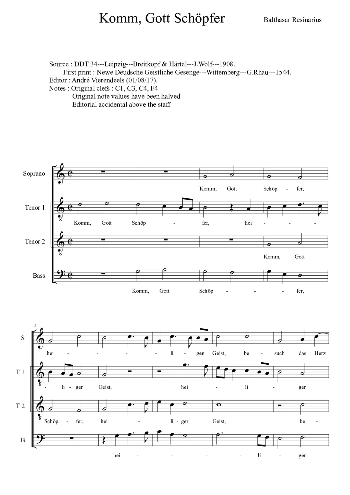 Komm, Gott Schöpfer - Page 1
