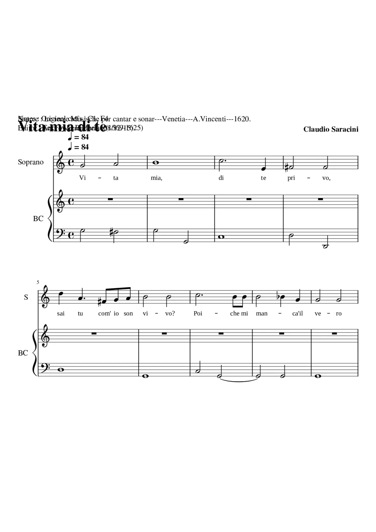 Vita mia de te privo - Page 1