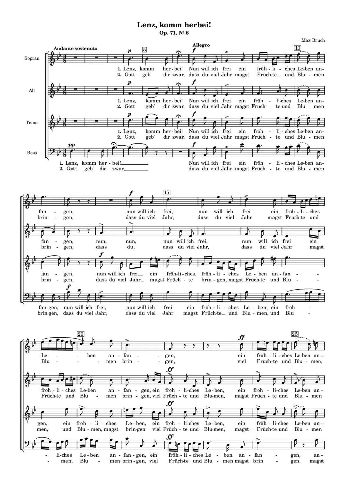 Lenz, komm herbei, Opus 71, Nr. 6 - Page 1