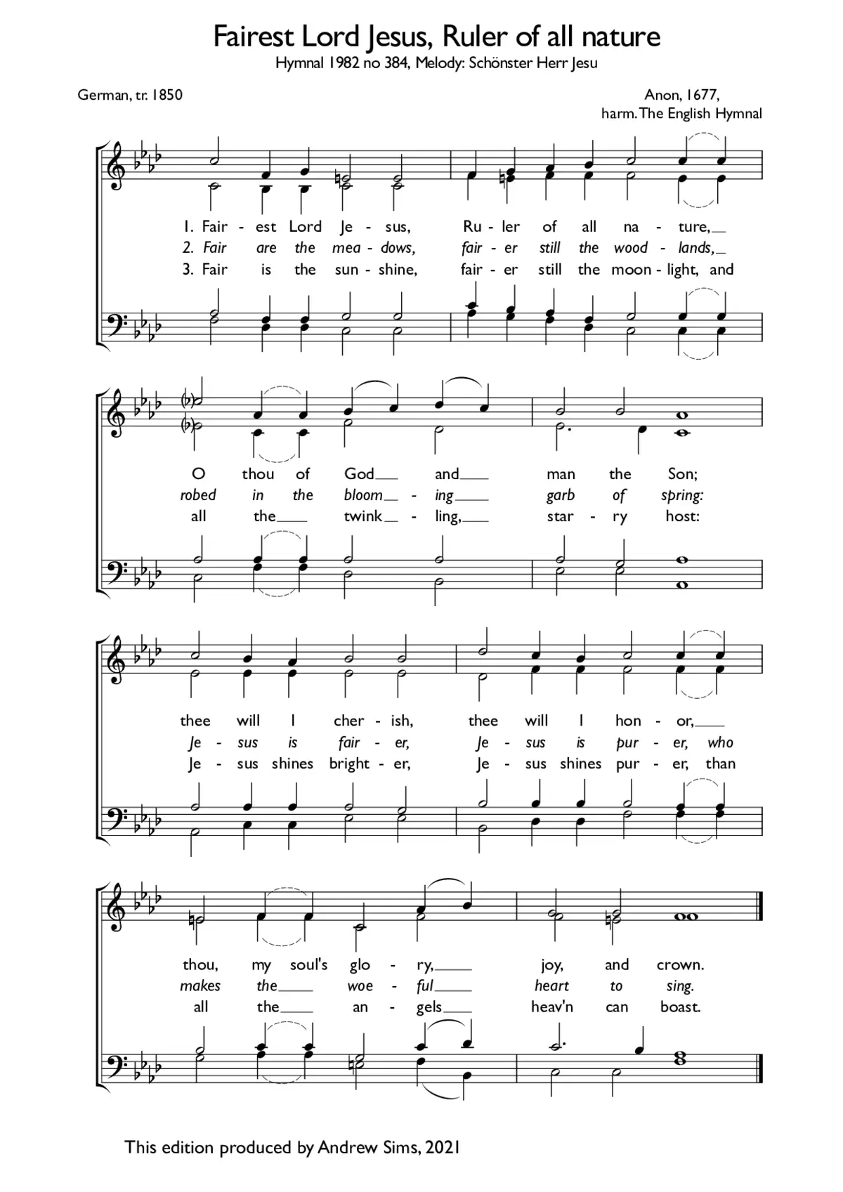 Fairest Lord Jesus (SCHÖNSTER HERR JESU) - Page 1