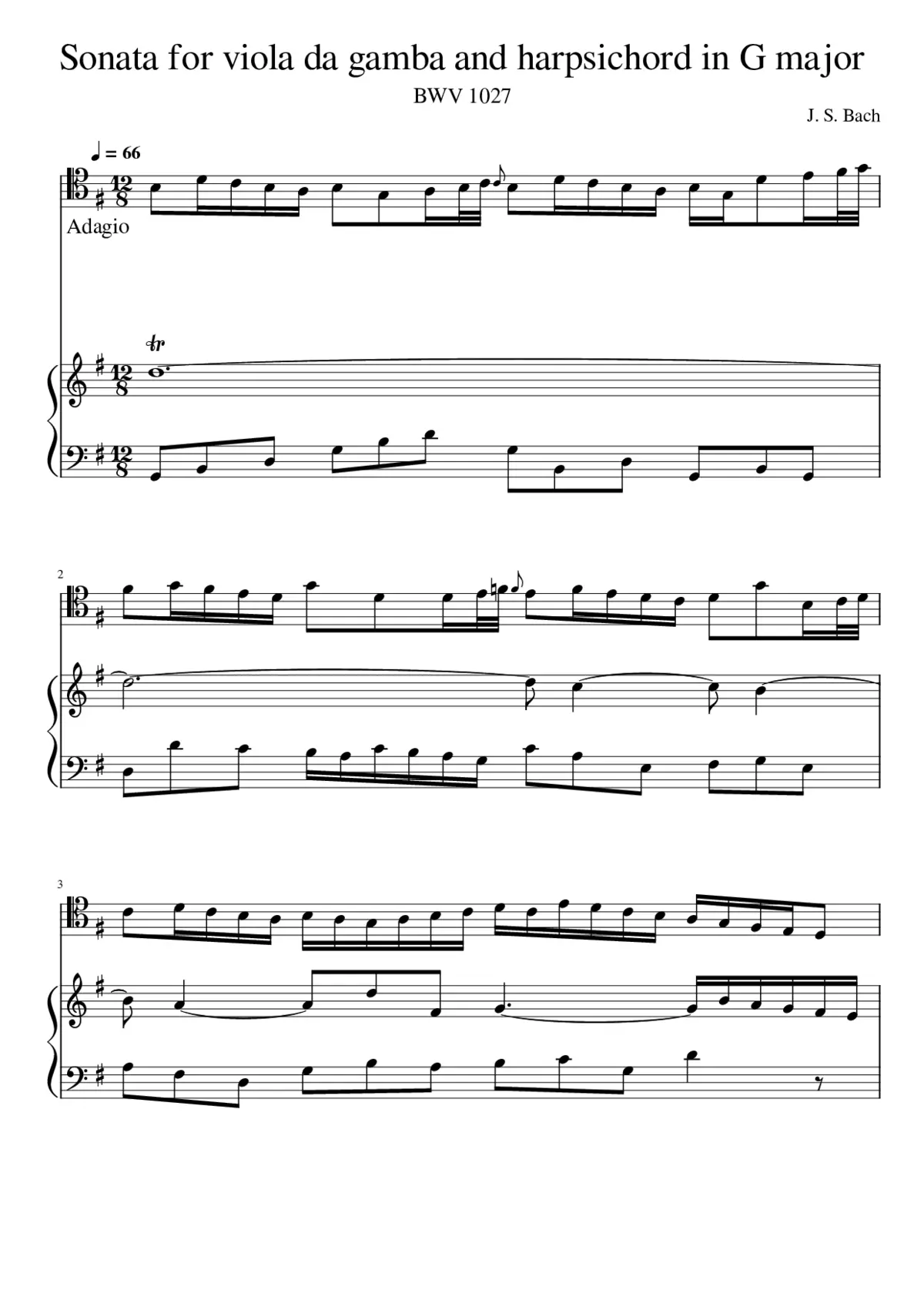 Sonata for Viola da Gamba in G major BWV 1027 - Page 1