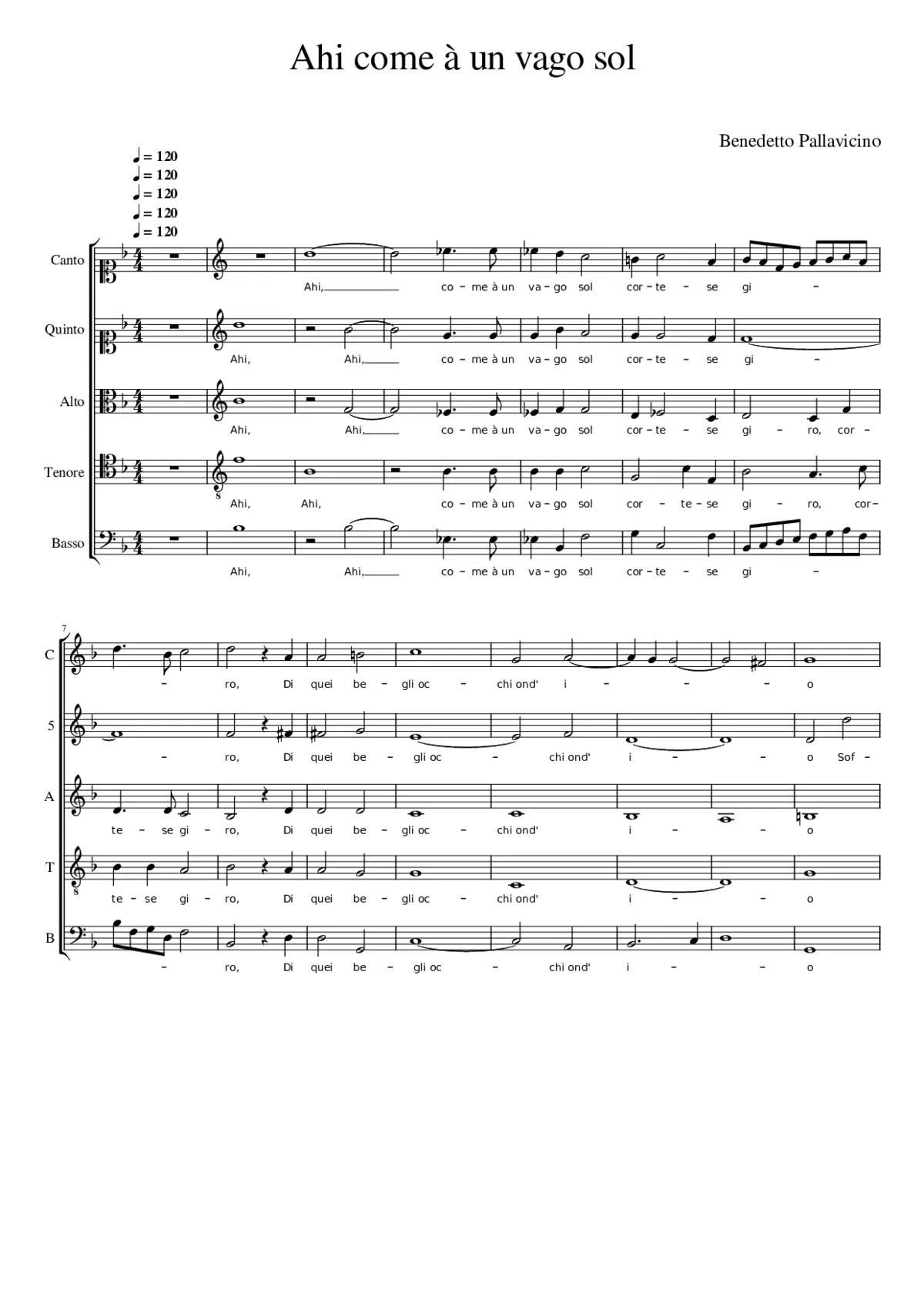 Ahi come à un vago sol - Page 1