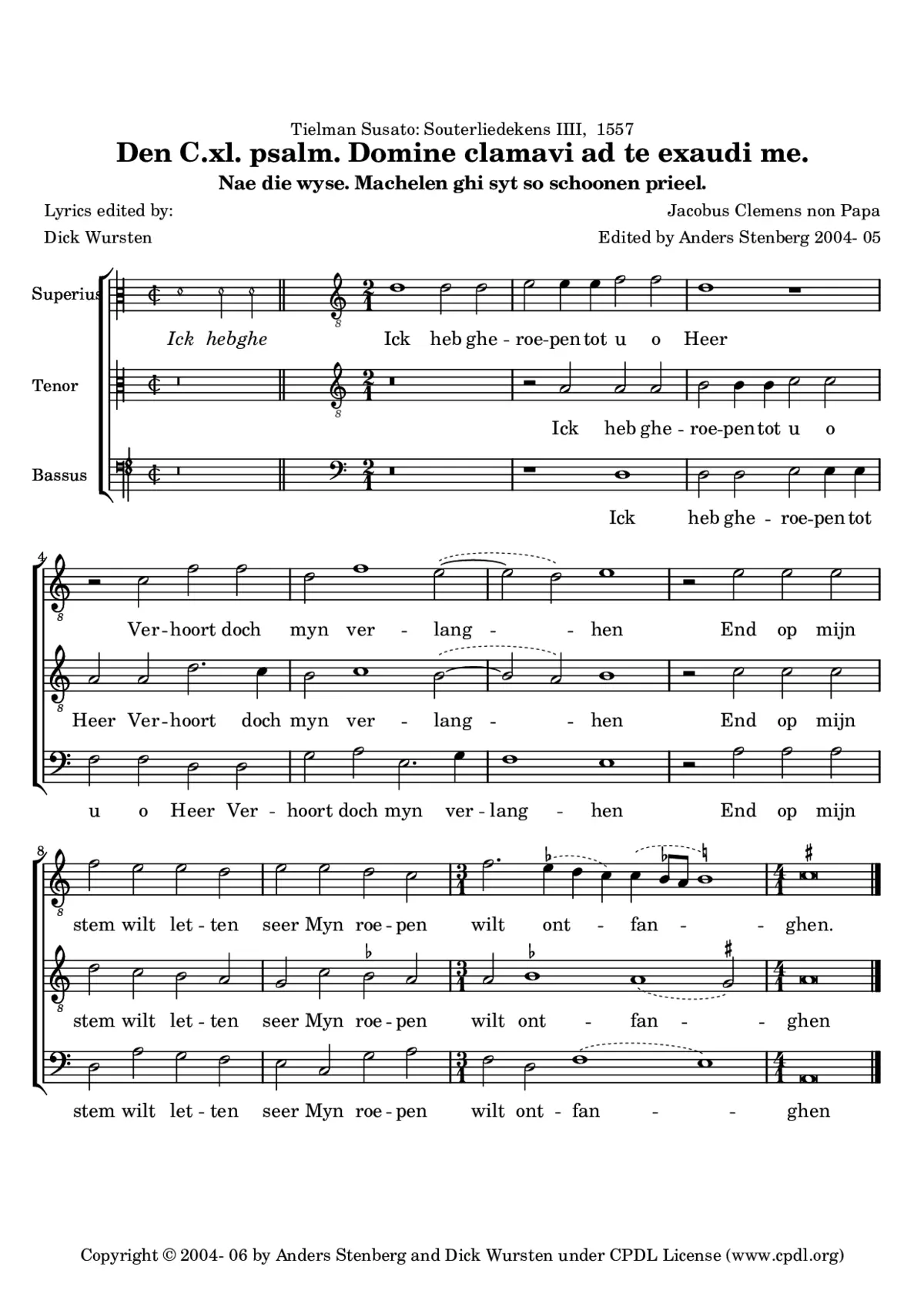 Ick heb gheroepen tot u o Heer (Psalm 140) - Page 1