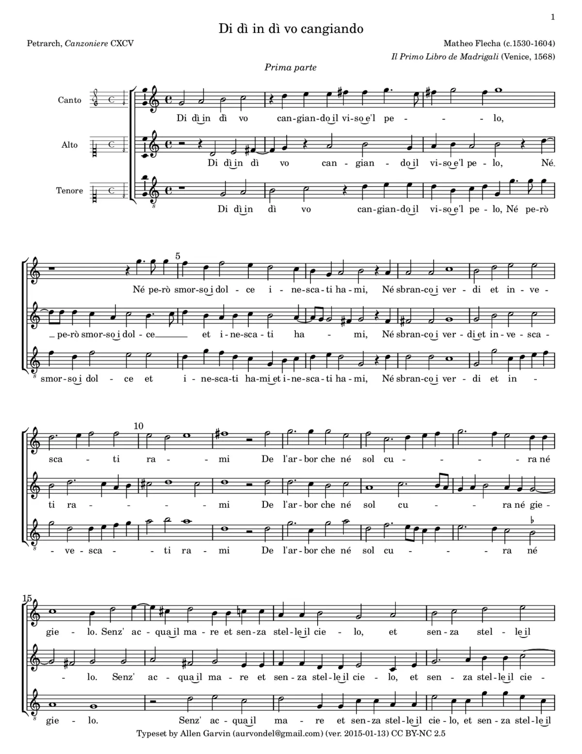 Di dì in dì vo cangiando il viso e 'l pelo - Page 1
