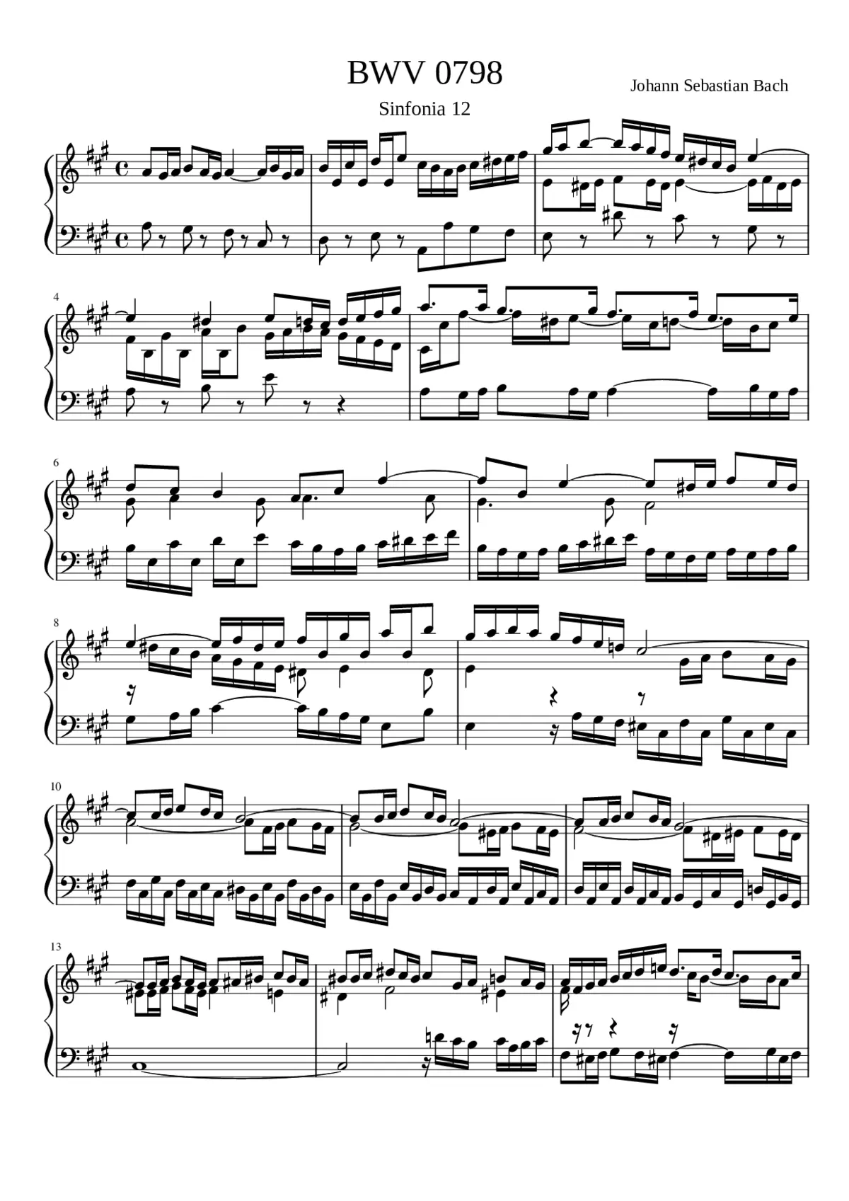 Sinfonia in A major BWV 798 - Page 1